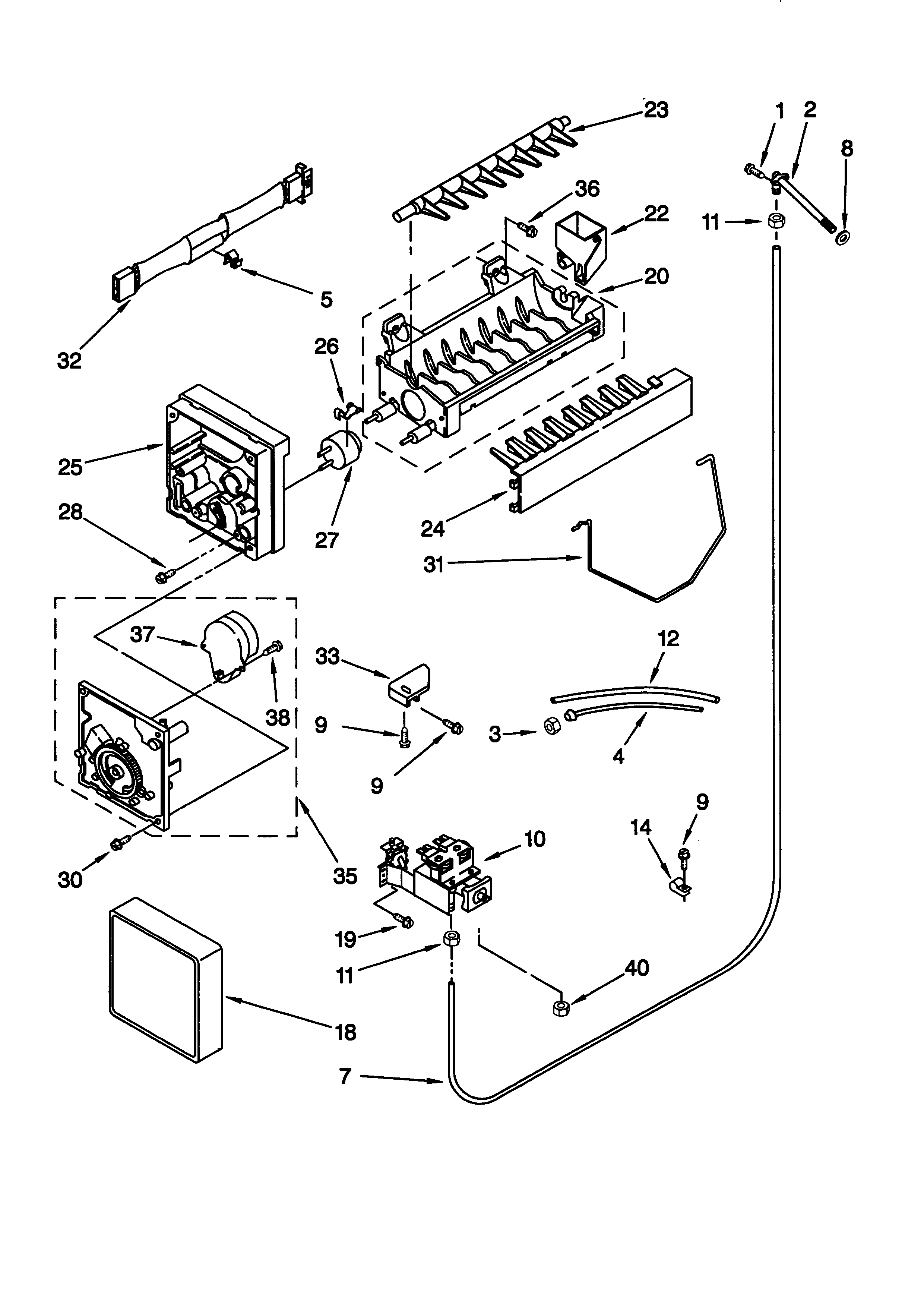 Whirlpool ED25RFXFN00 icemaker diagram