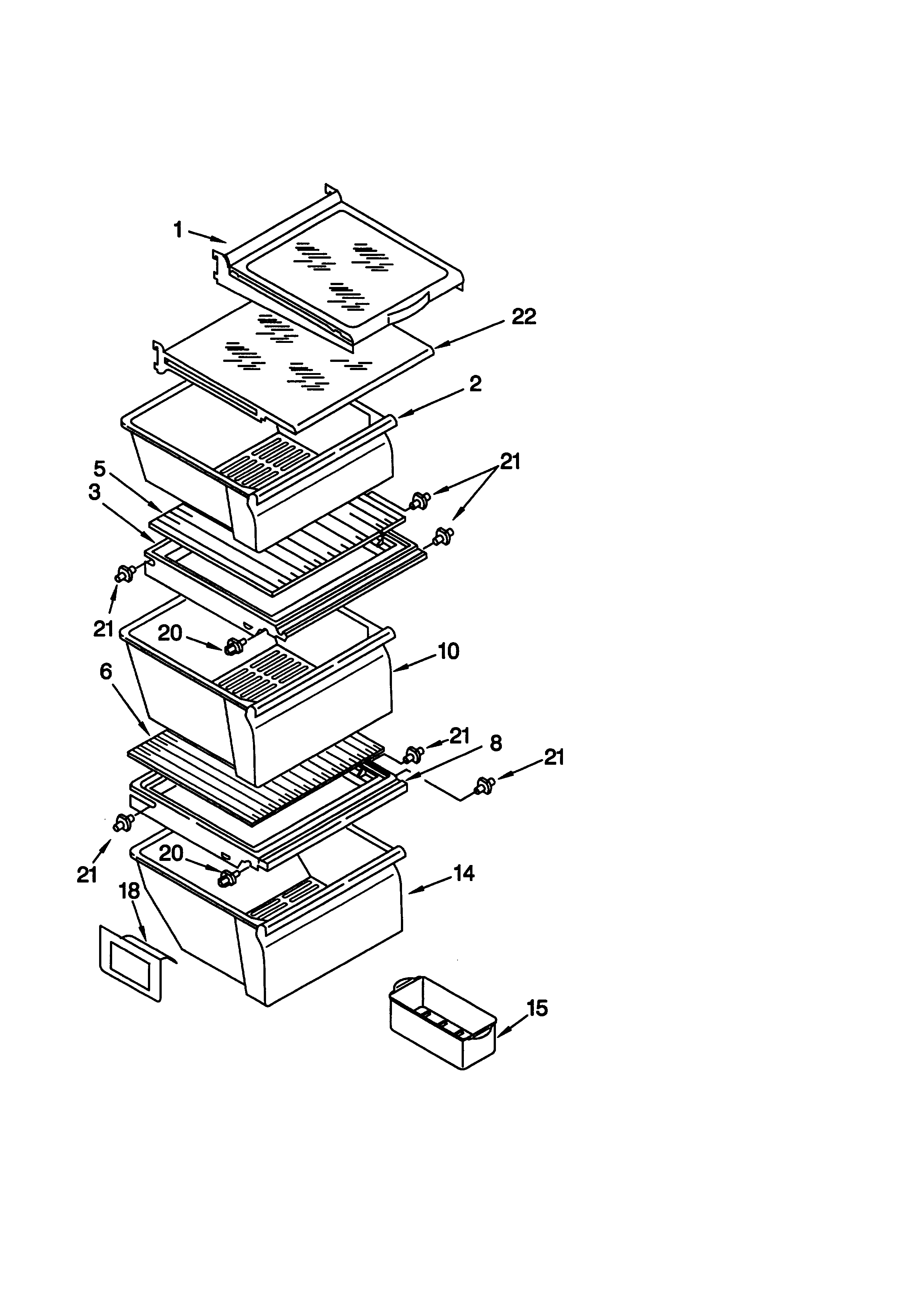 Whirlpool ED22RFXFW00 refrigerator shelf diagram