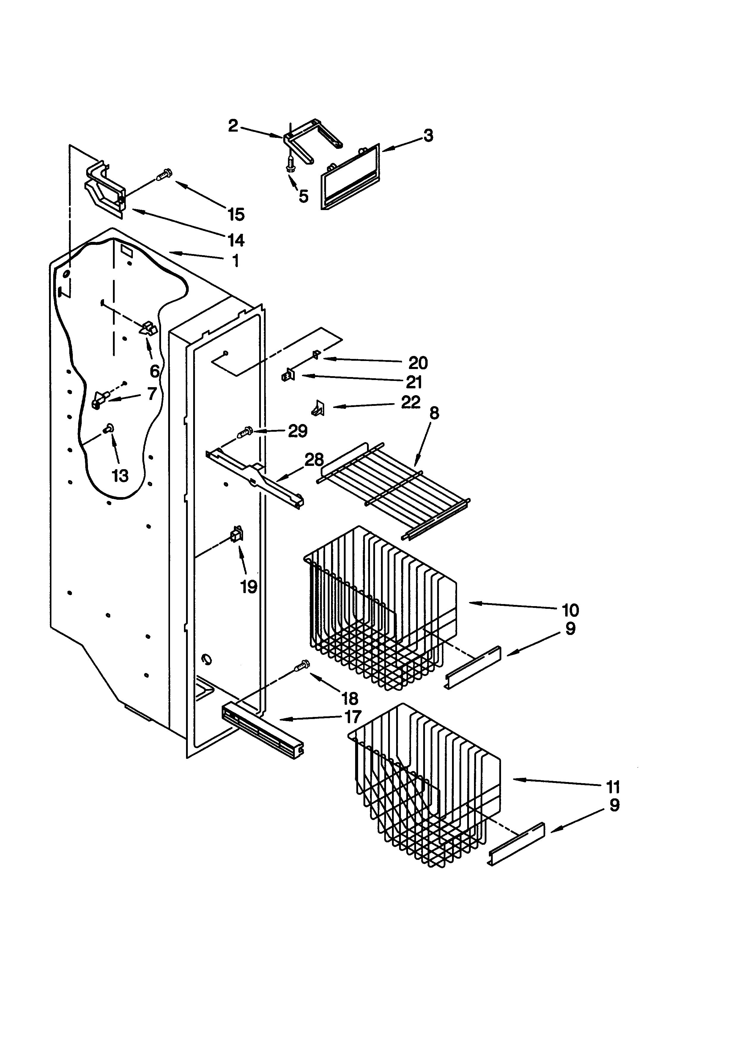 Whirlpool ED22RFXFW00 freezer liner diagram