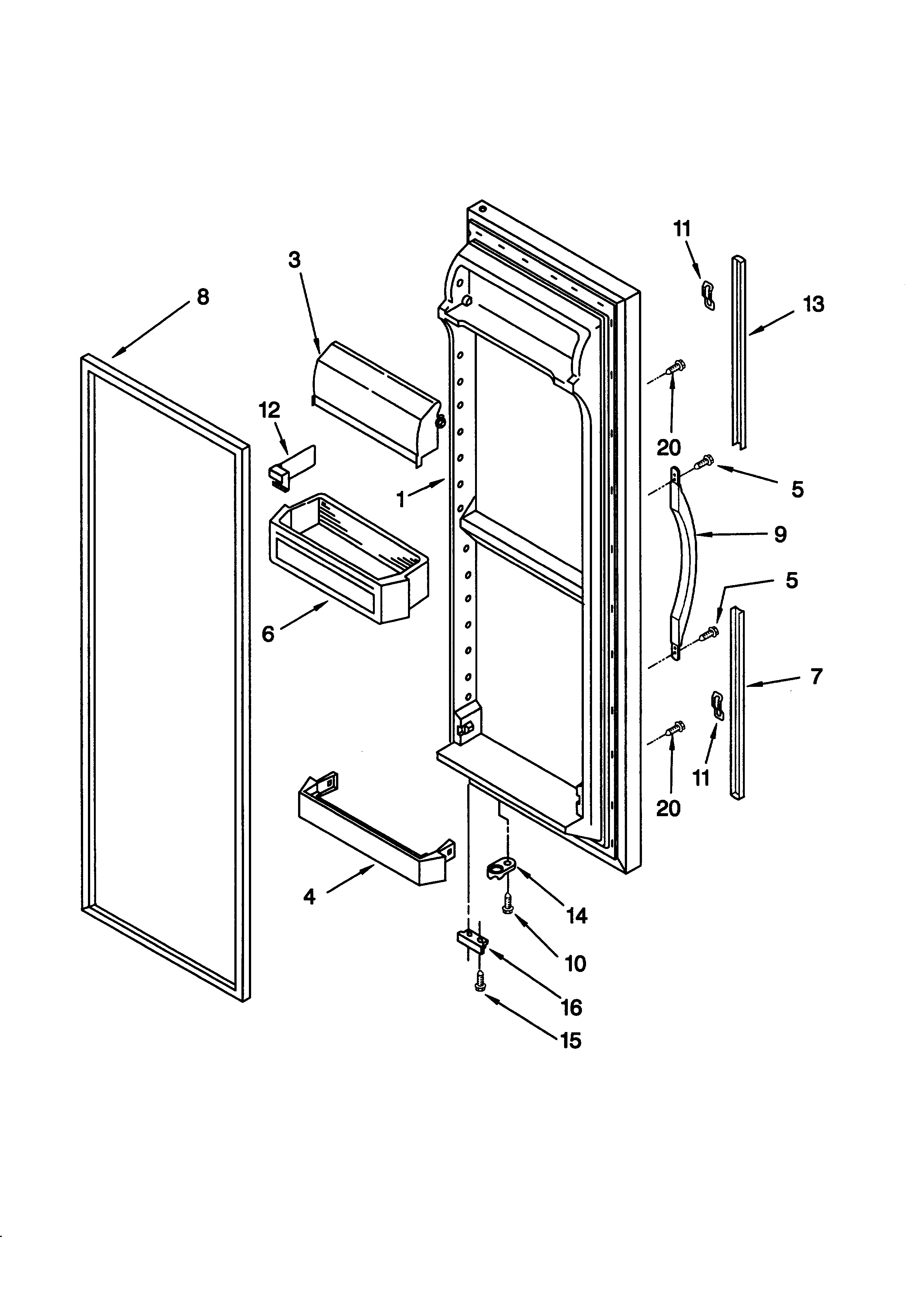 Whirlpool ED22RFXFW00 refrigerator door diagram