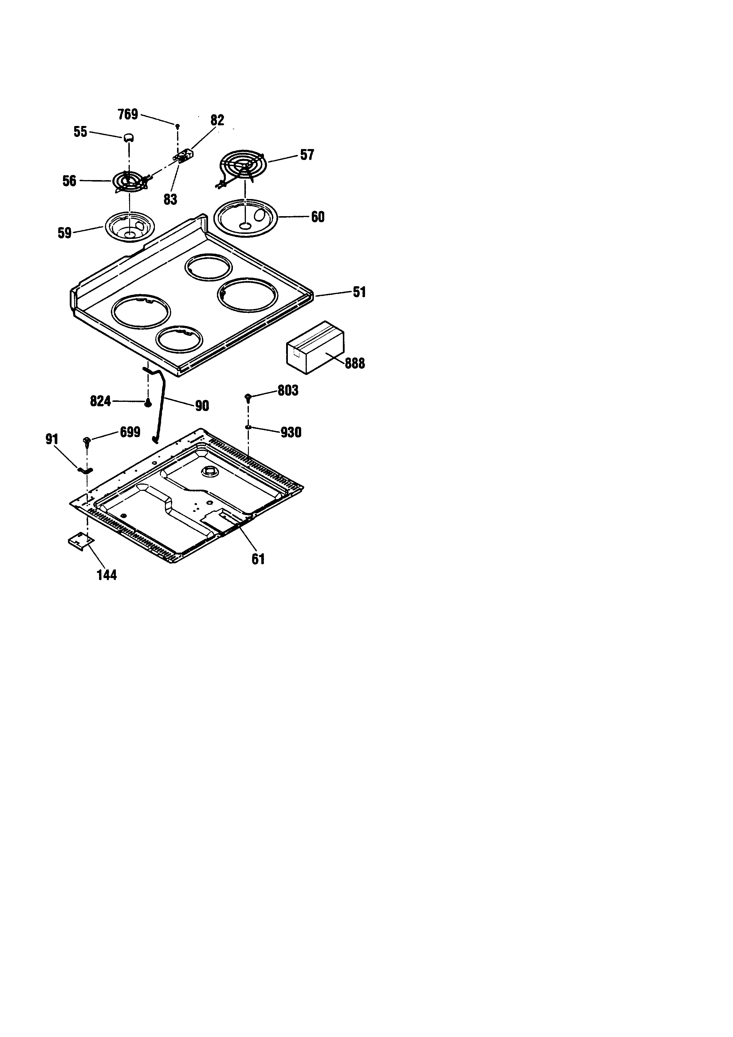 Kenmore 91163275891 maintop diagram