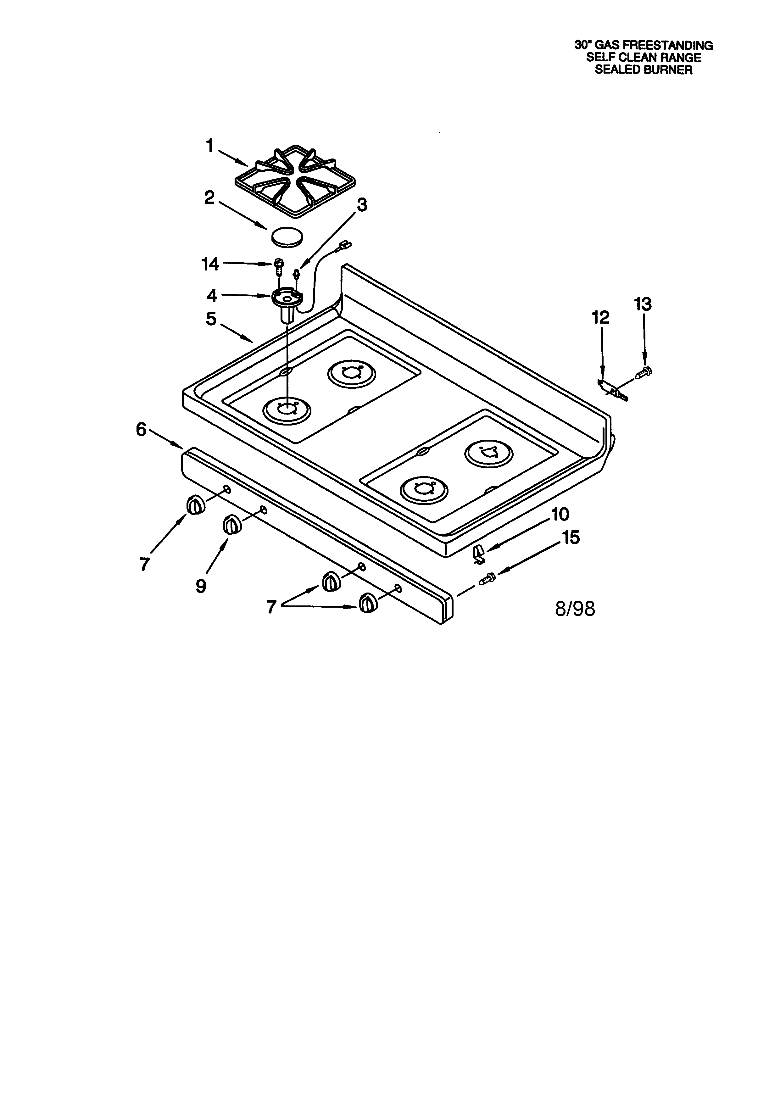 Whirlpool SF365PEGW1 cooktop diagram
