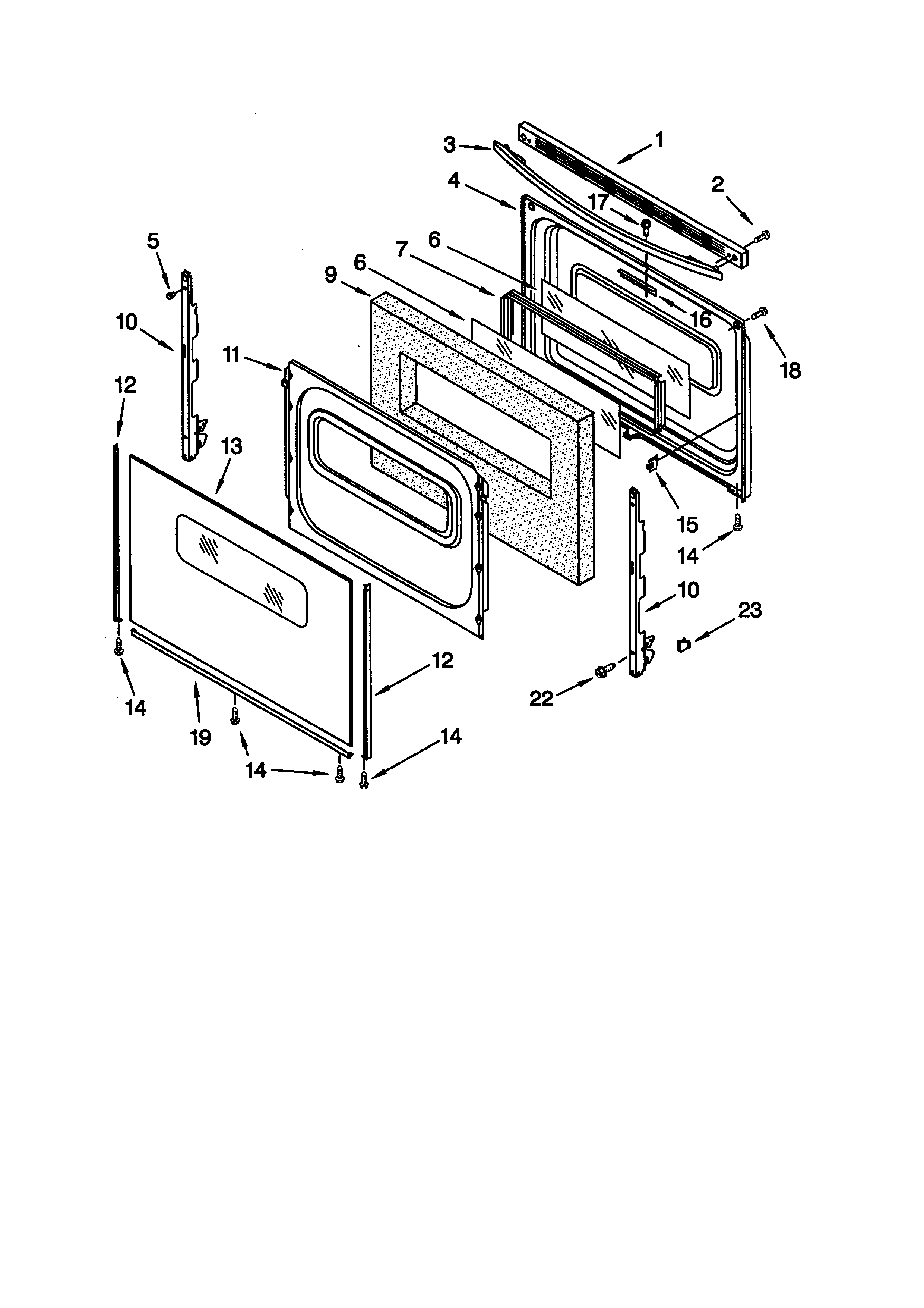 Whirlpool SF365PEGW1 door diagram