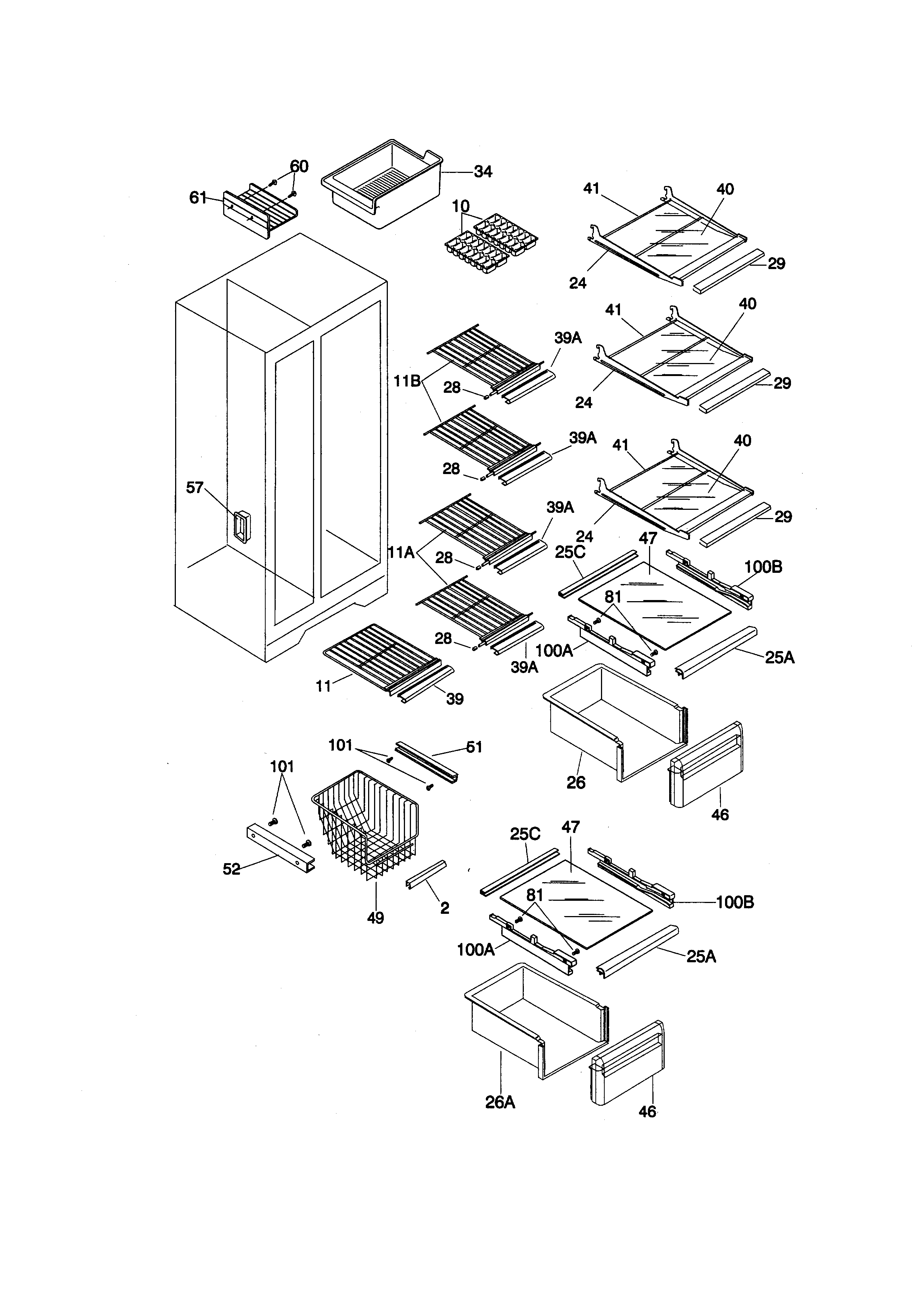 Kenmore 25348022891 shelves diagram