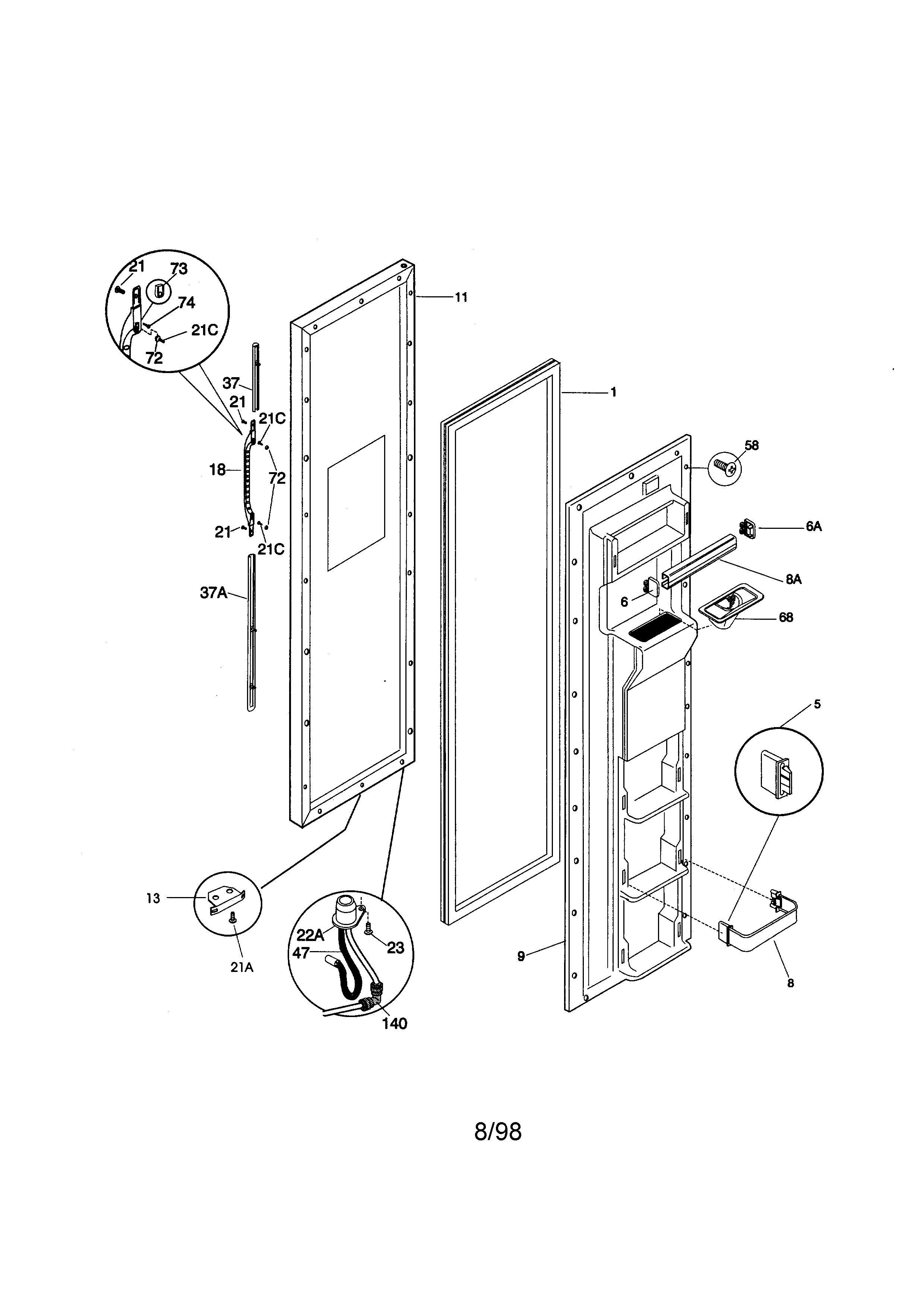 Kenmore 25358687895 freezer door diagram