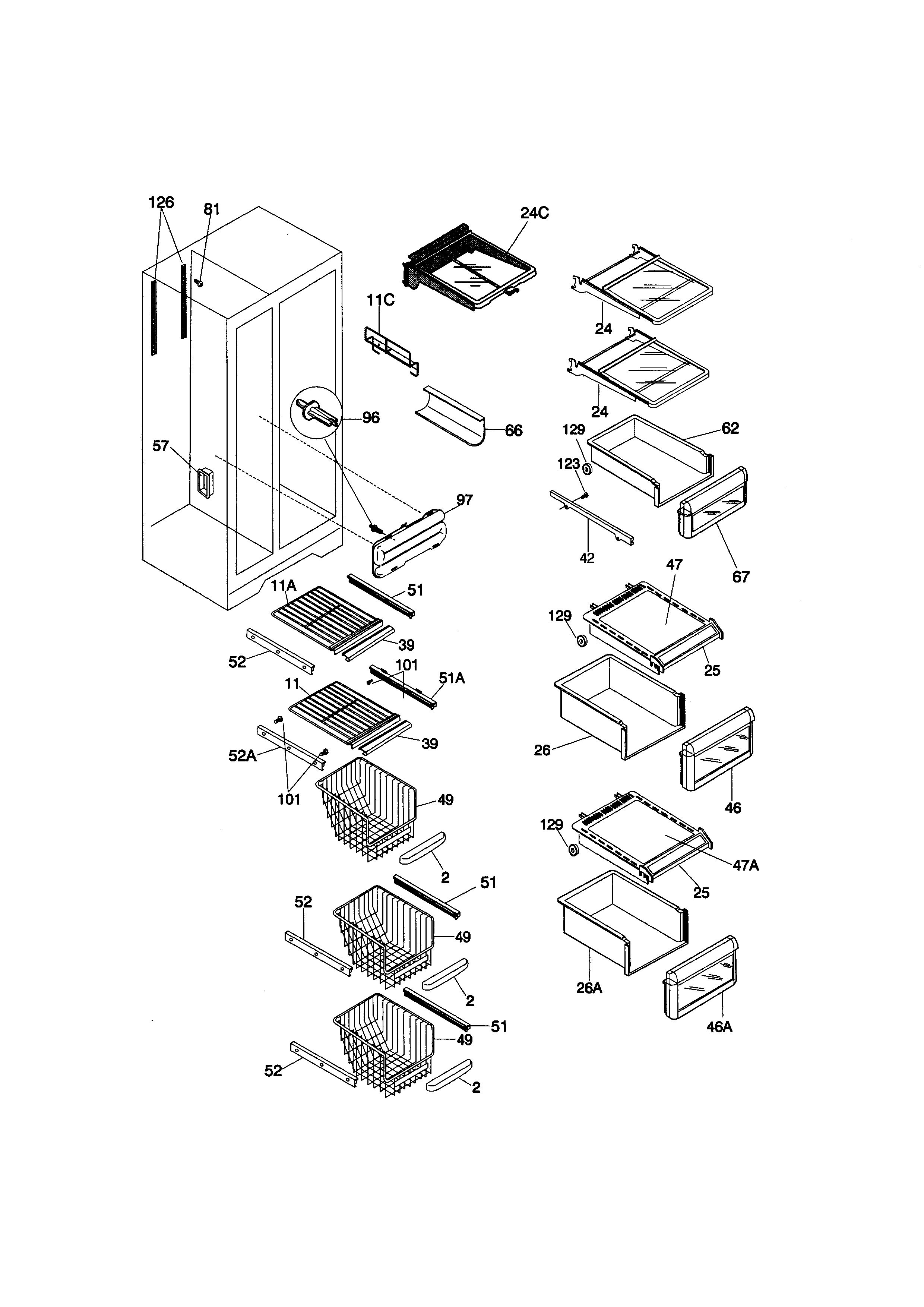 Kenmore 25358687895 shelves diagram