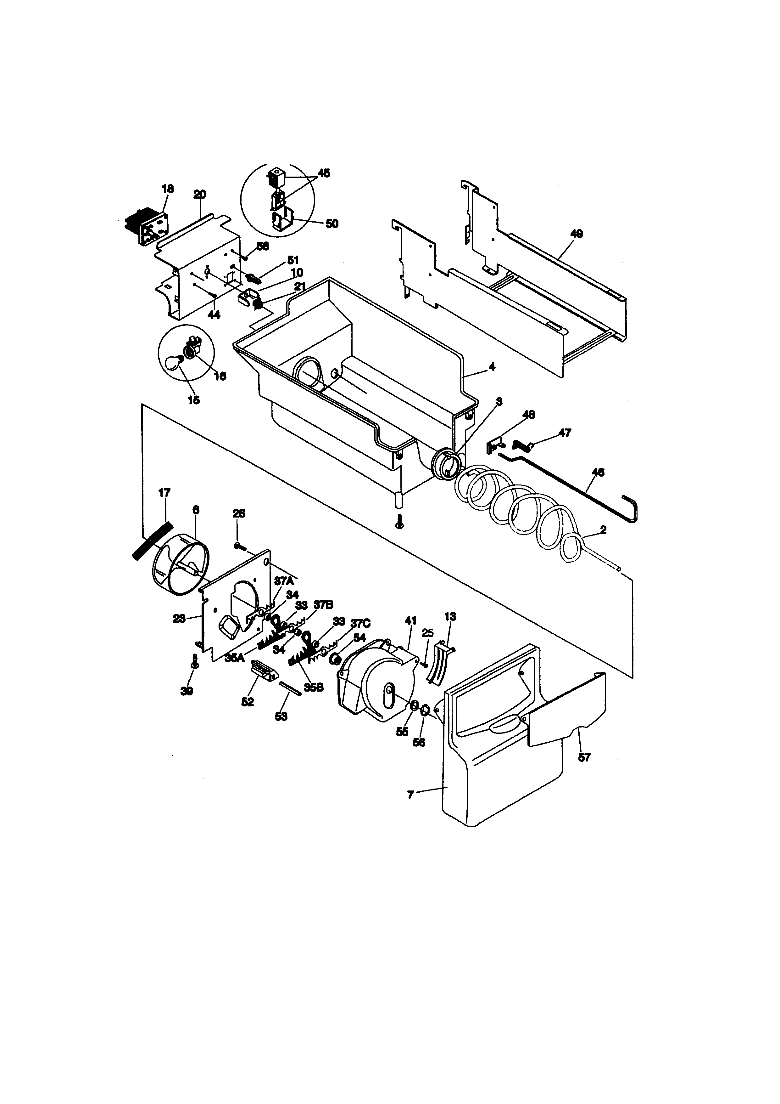 Kenmore 25358687895 ice container diagram