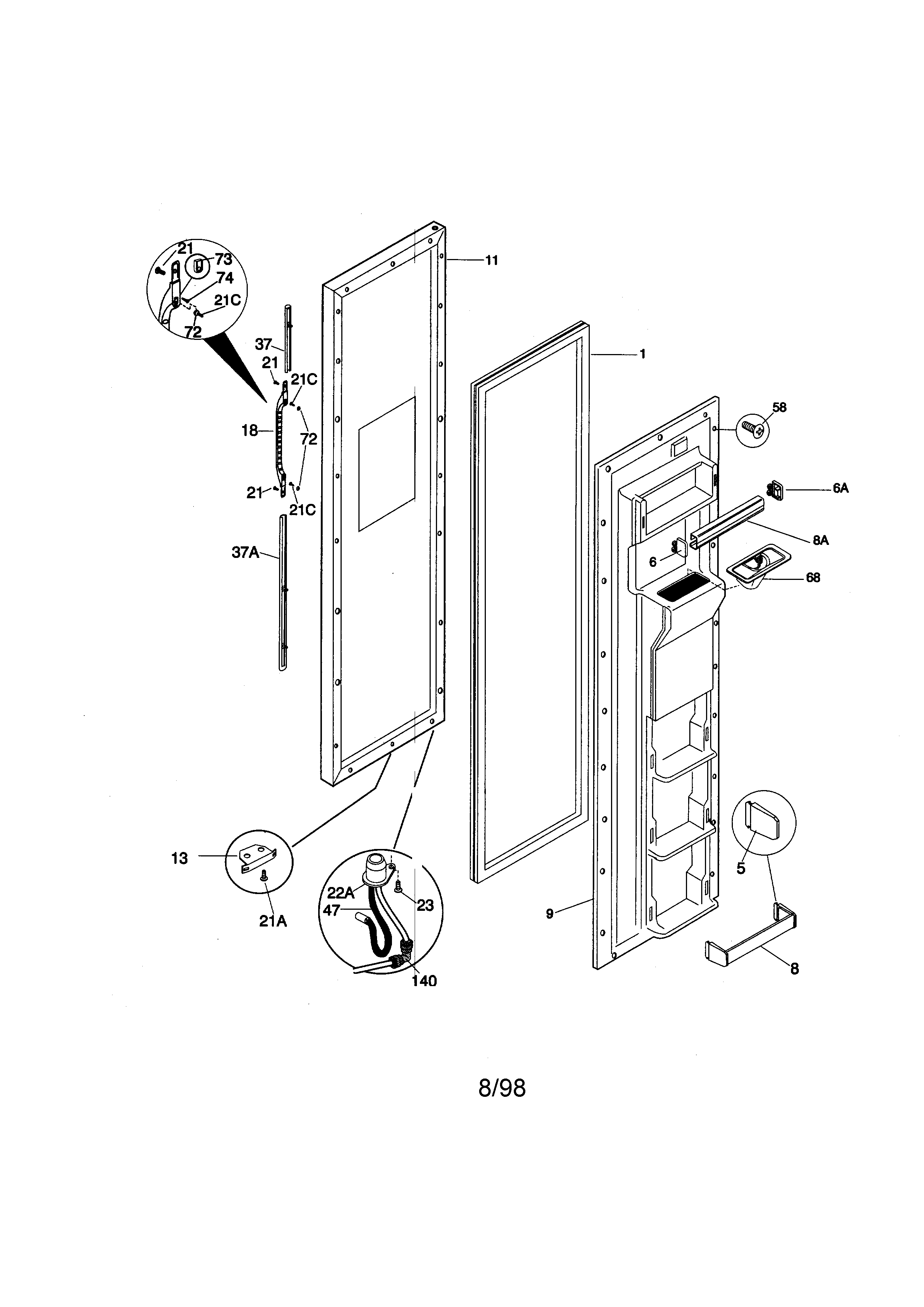 Kenmore 25358087892 freezer door diagram