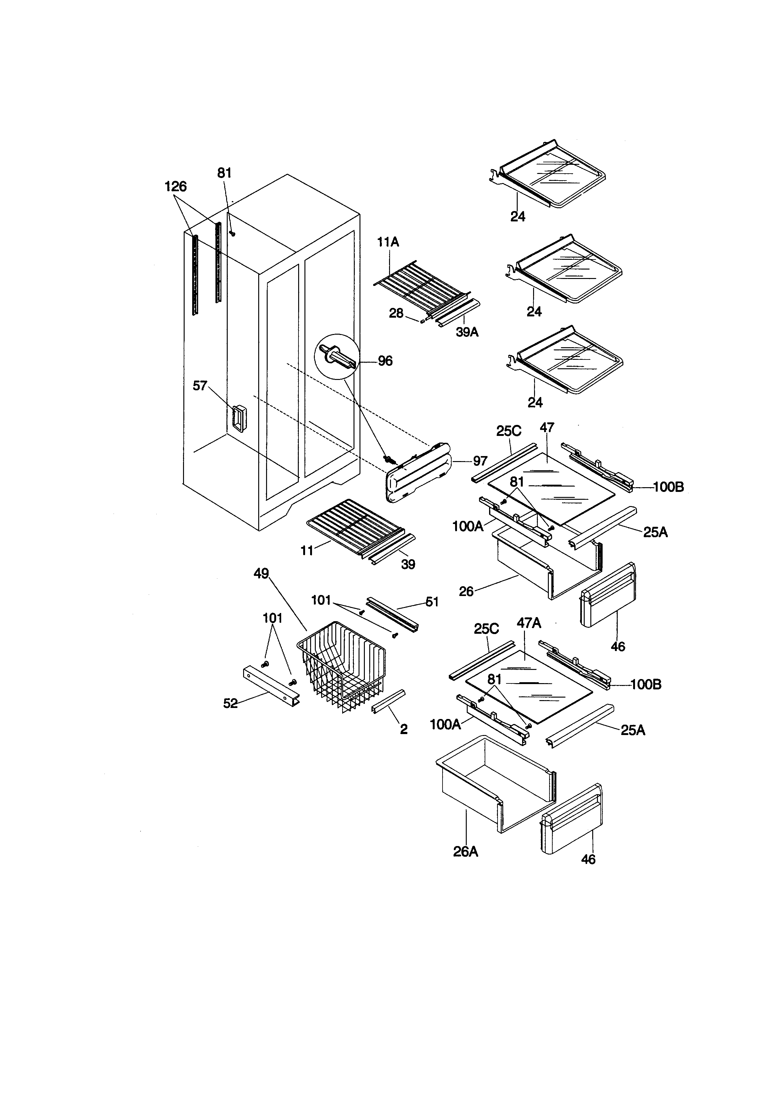 Kenmore 25358087892 shelves diagram