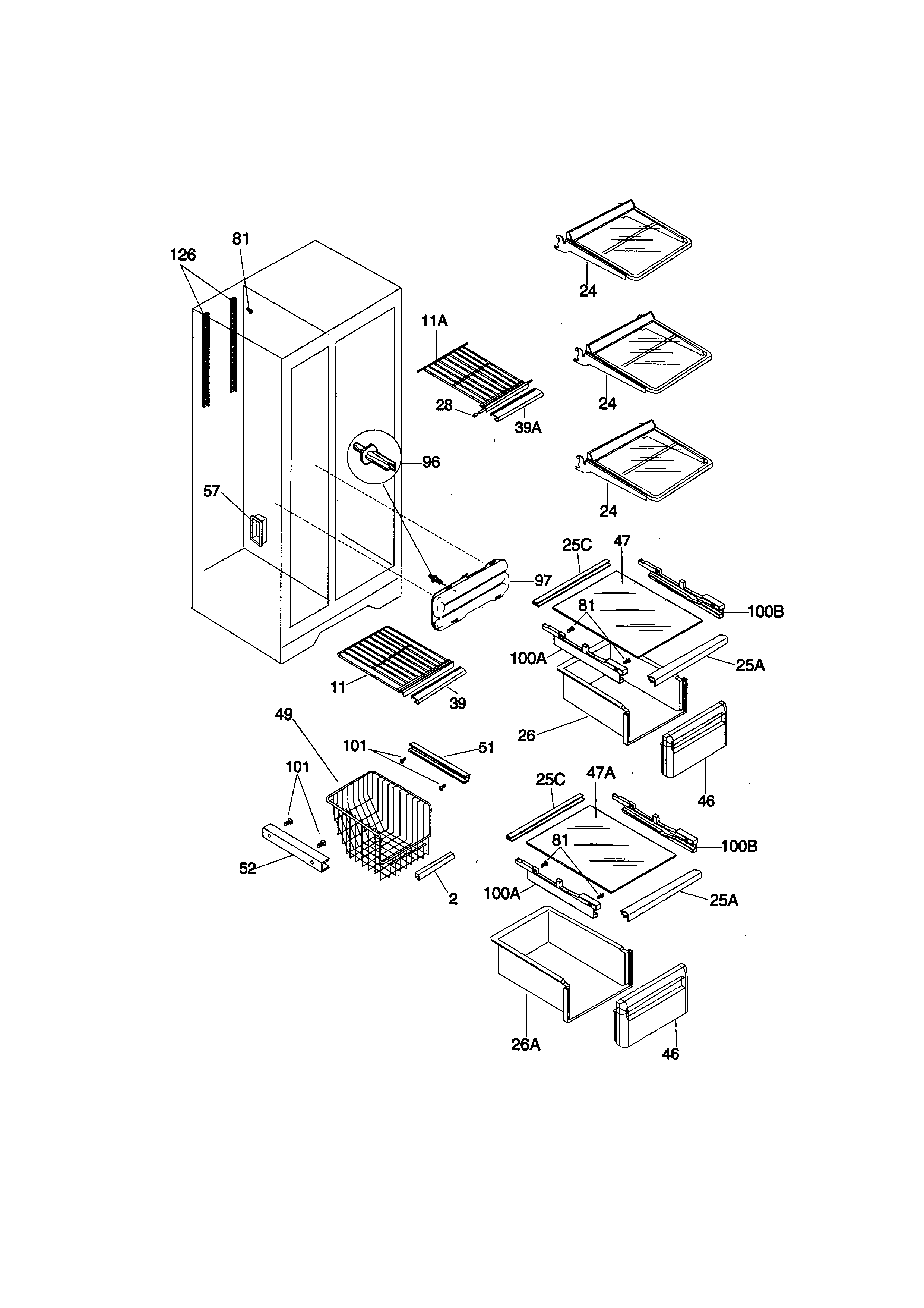 Kenmore 25358085893 shelves diagram