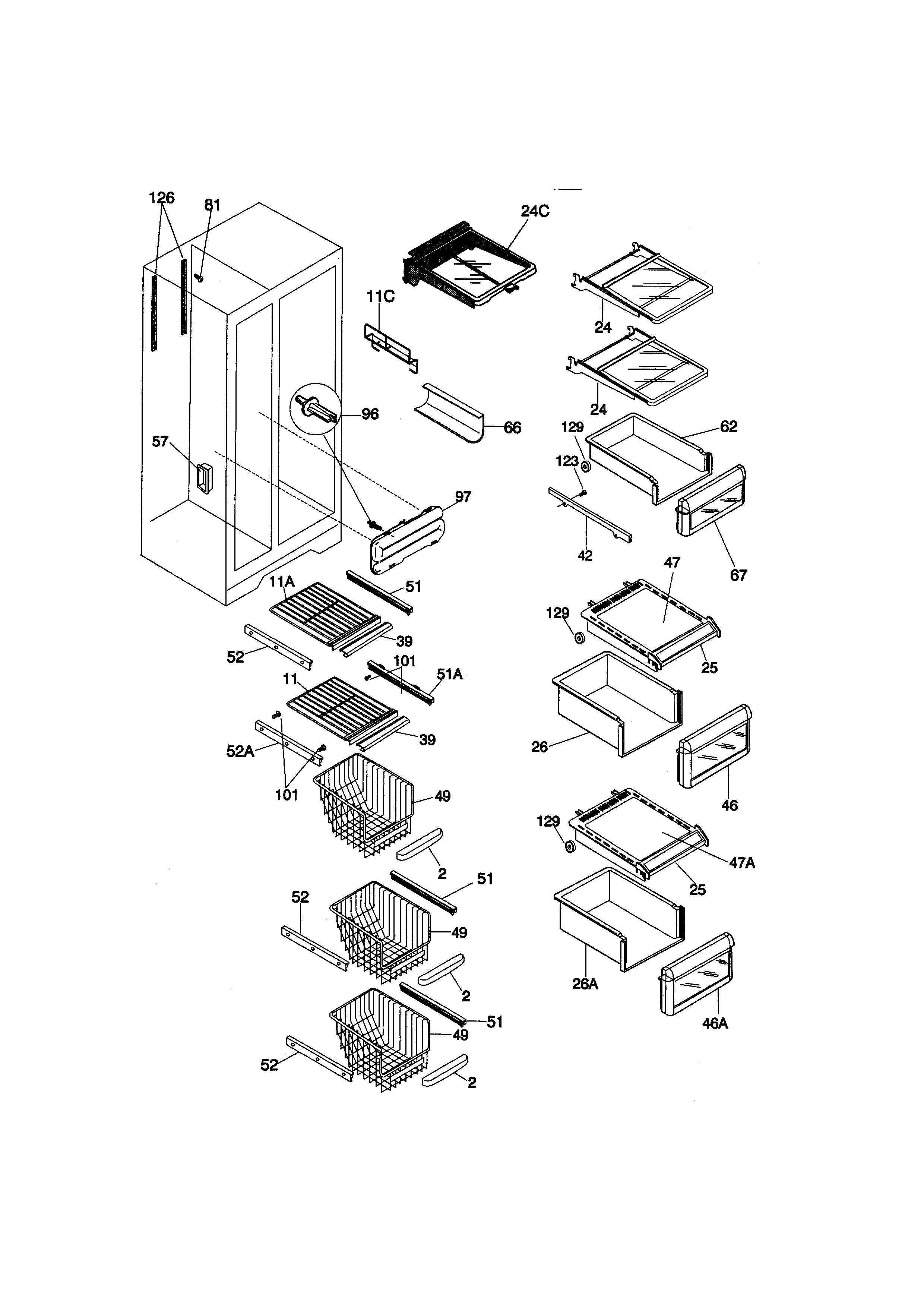 Kenmore 25358689893 shelves diagram