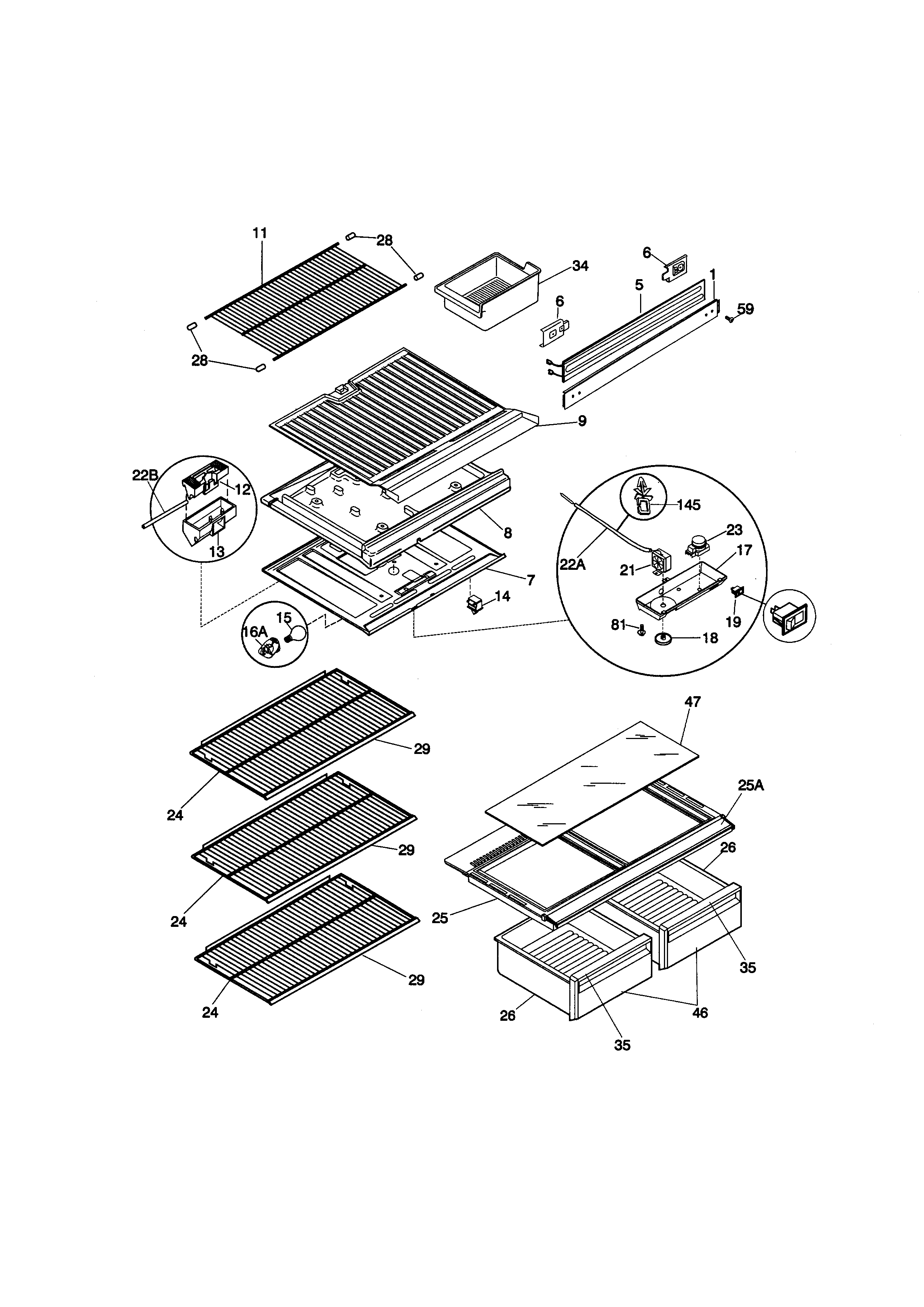 Kenmore 25338677894 shelves diagram