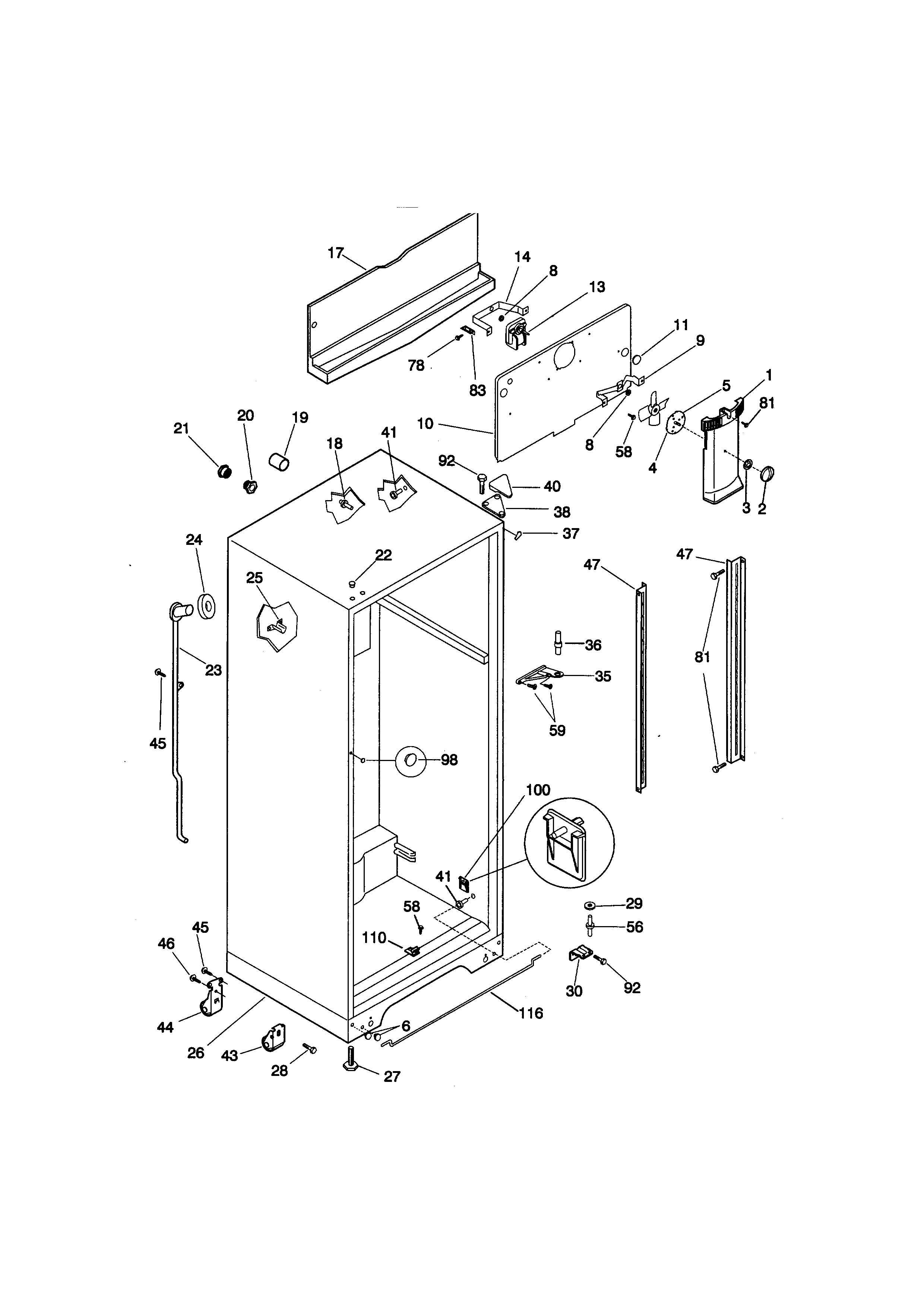 Kenmore 25378135892 cabinet diagram