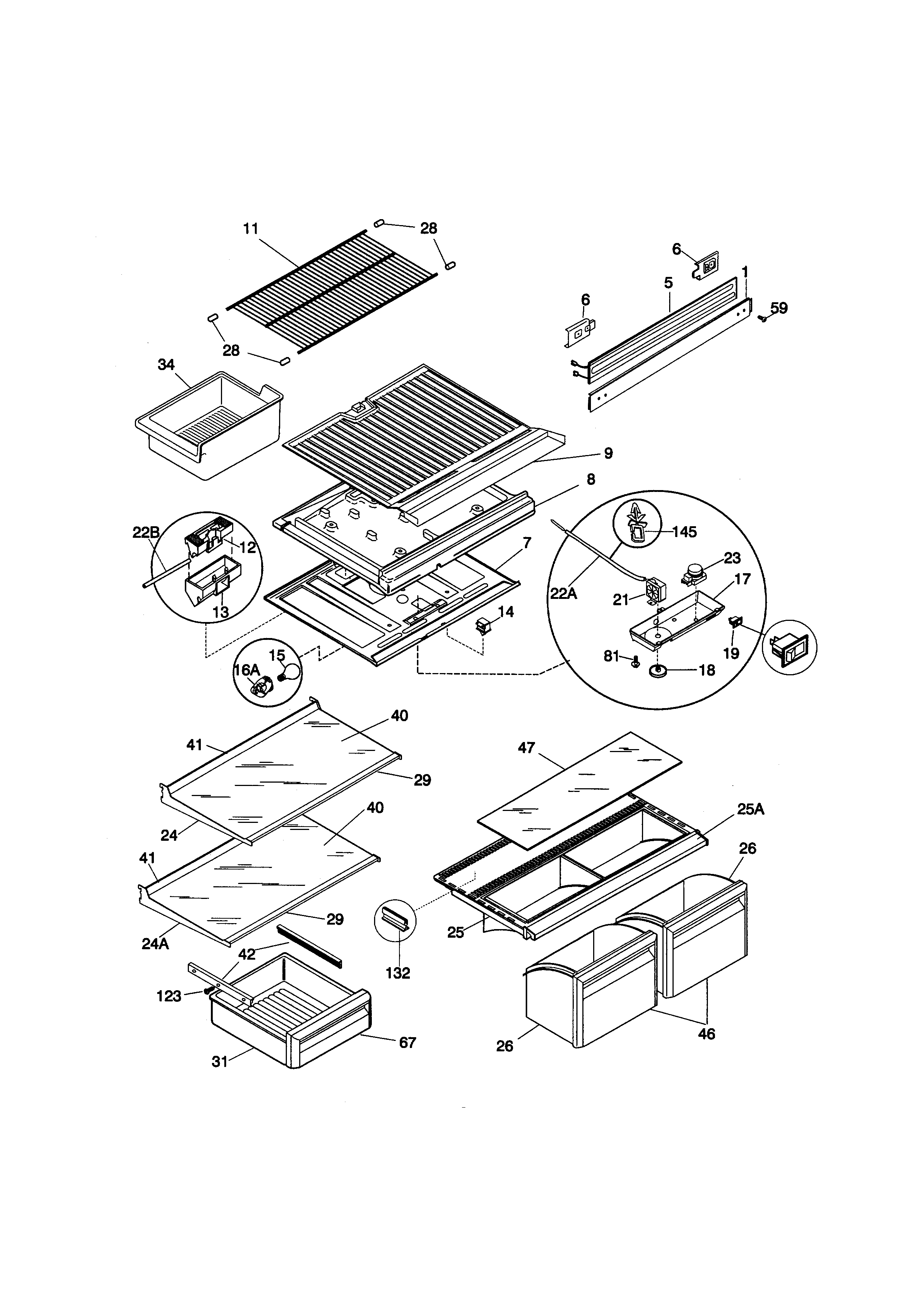 Kenmore 25378135892 shelves diagram