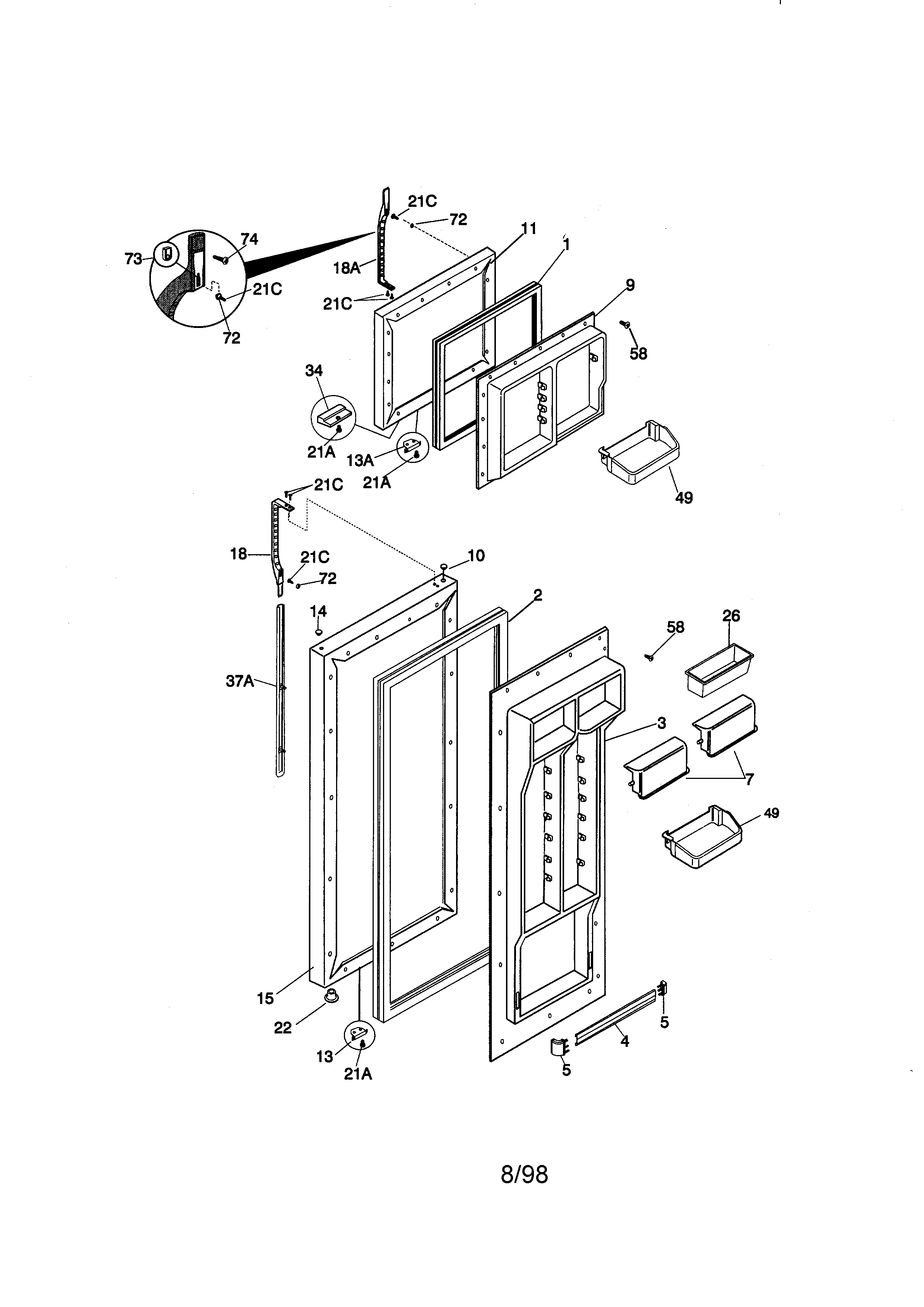 Kenmore 25378299892 door diagram
