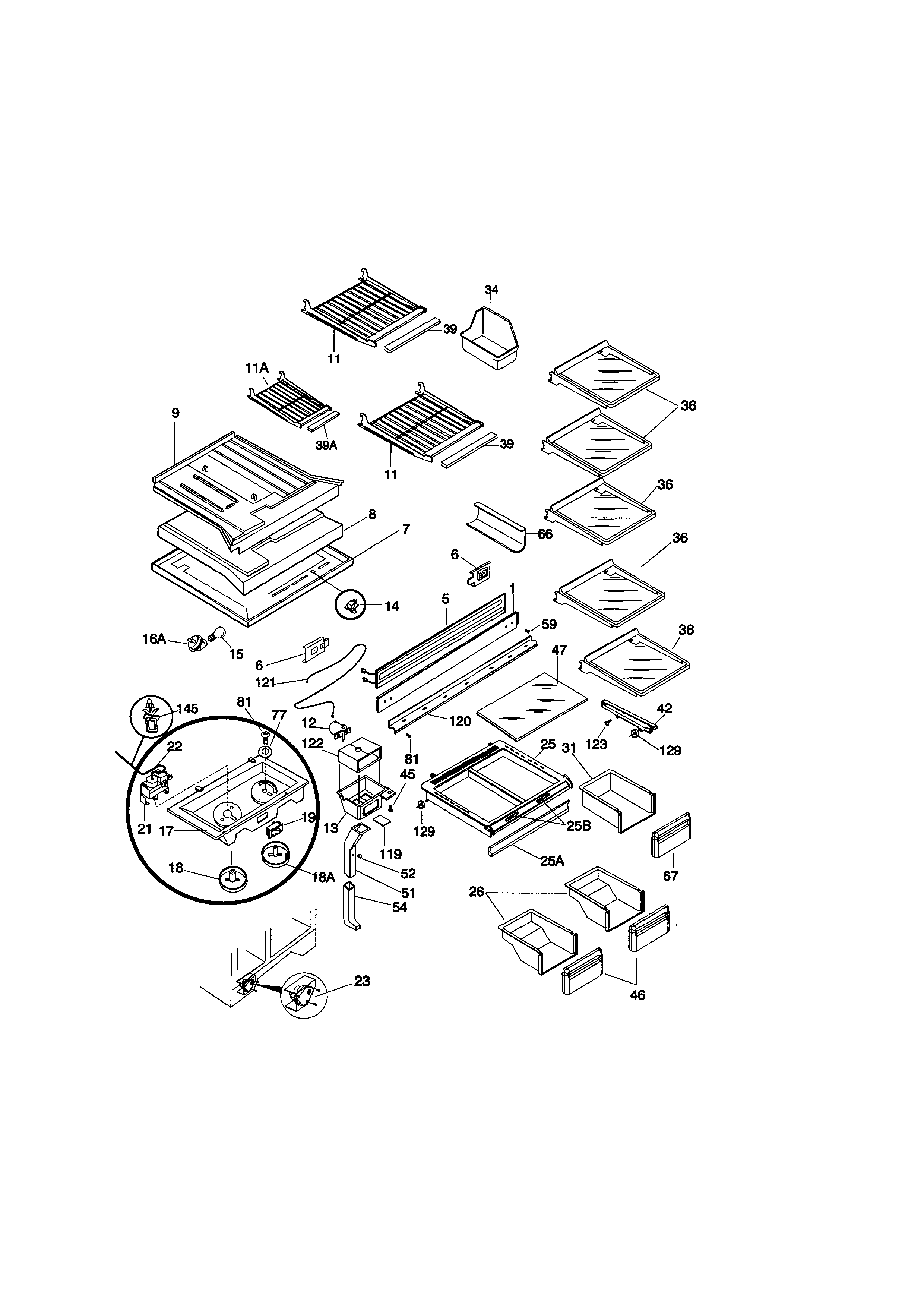Kenmore 25378299892 shelves diagram