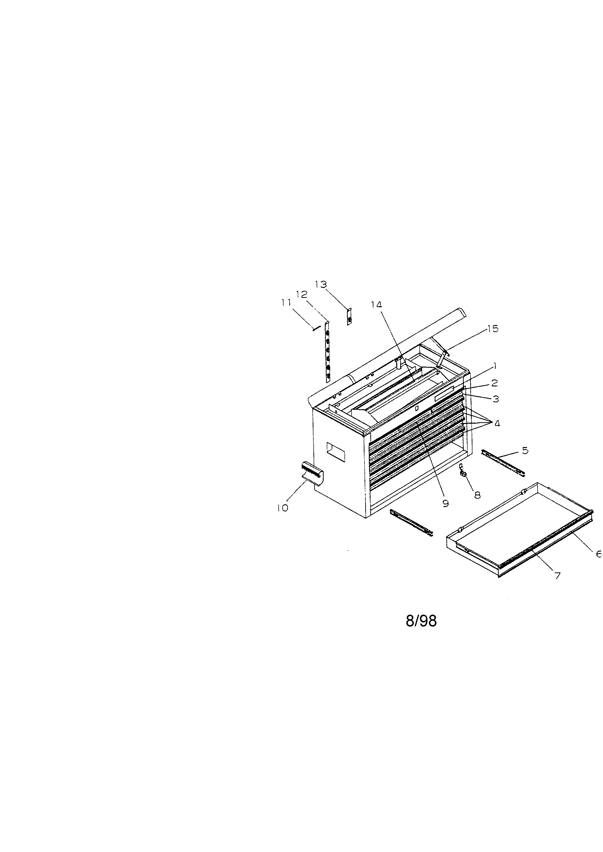 Craftsman 706952485 8 drawer professional chest diagram