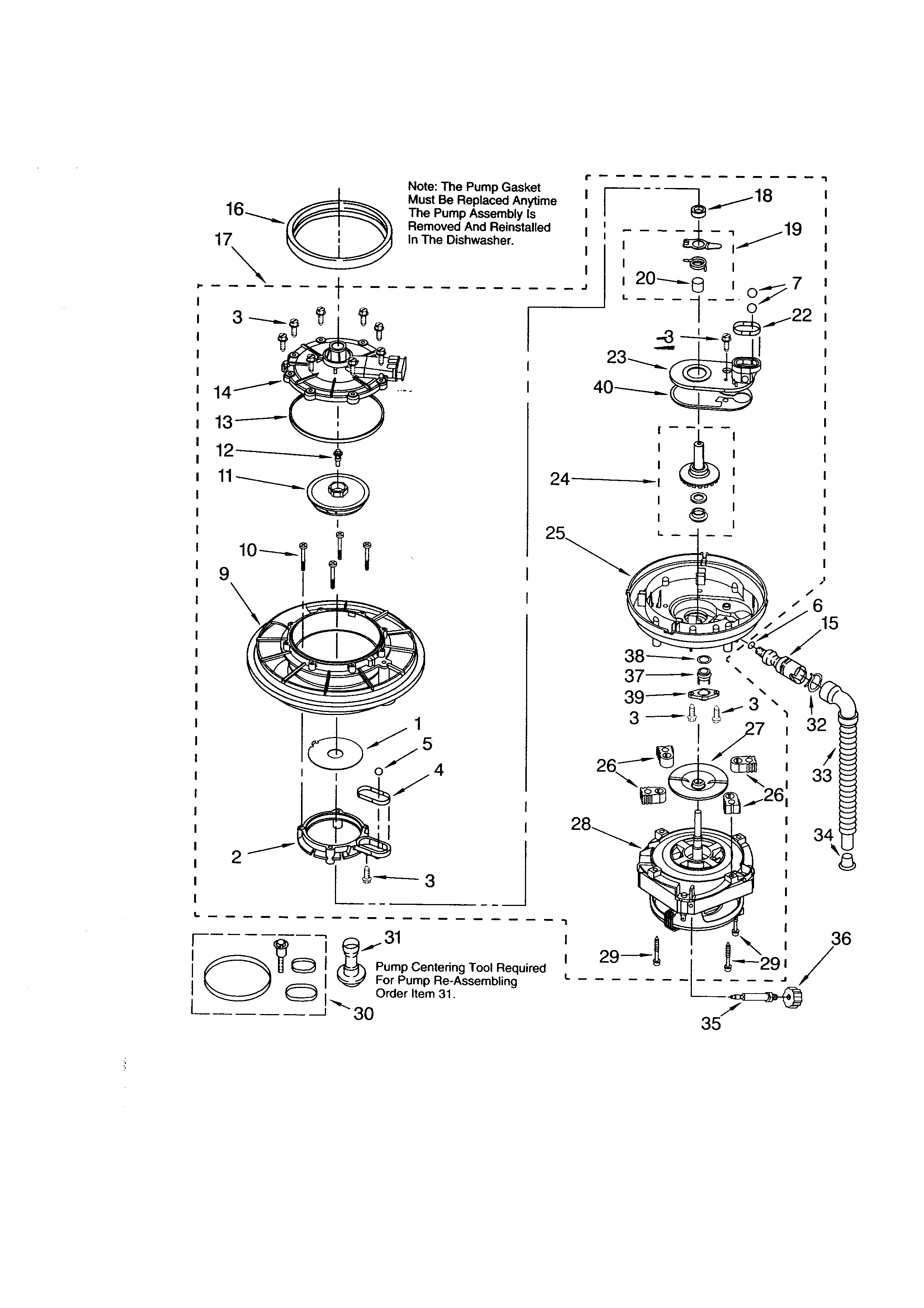 Kenmore 110773812 pump and motor diagram
