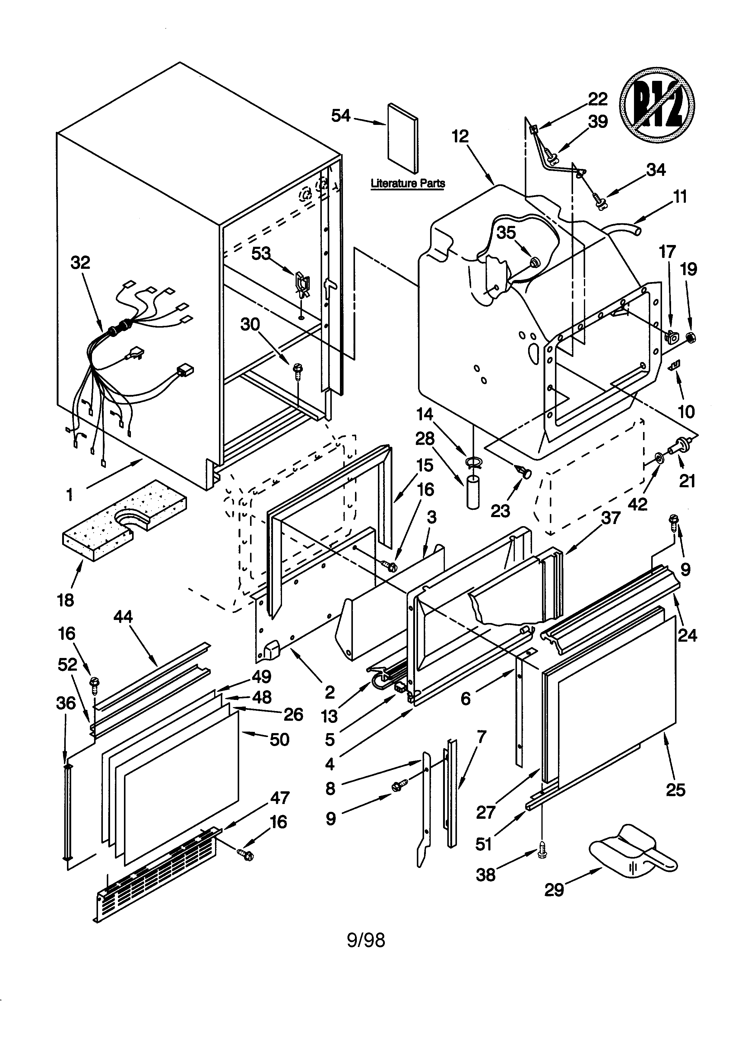 Kenmore 10686485691 cabinet liner and door diagram