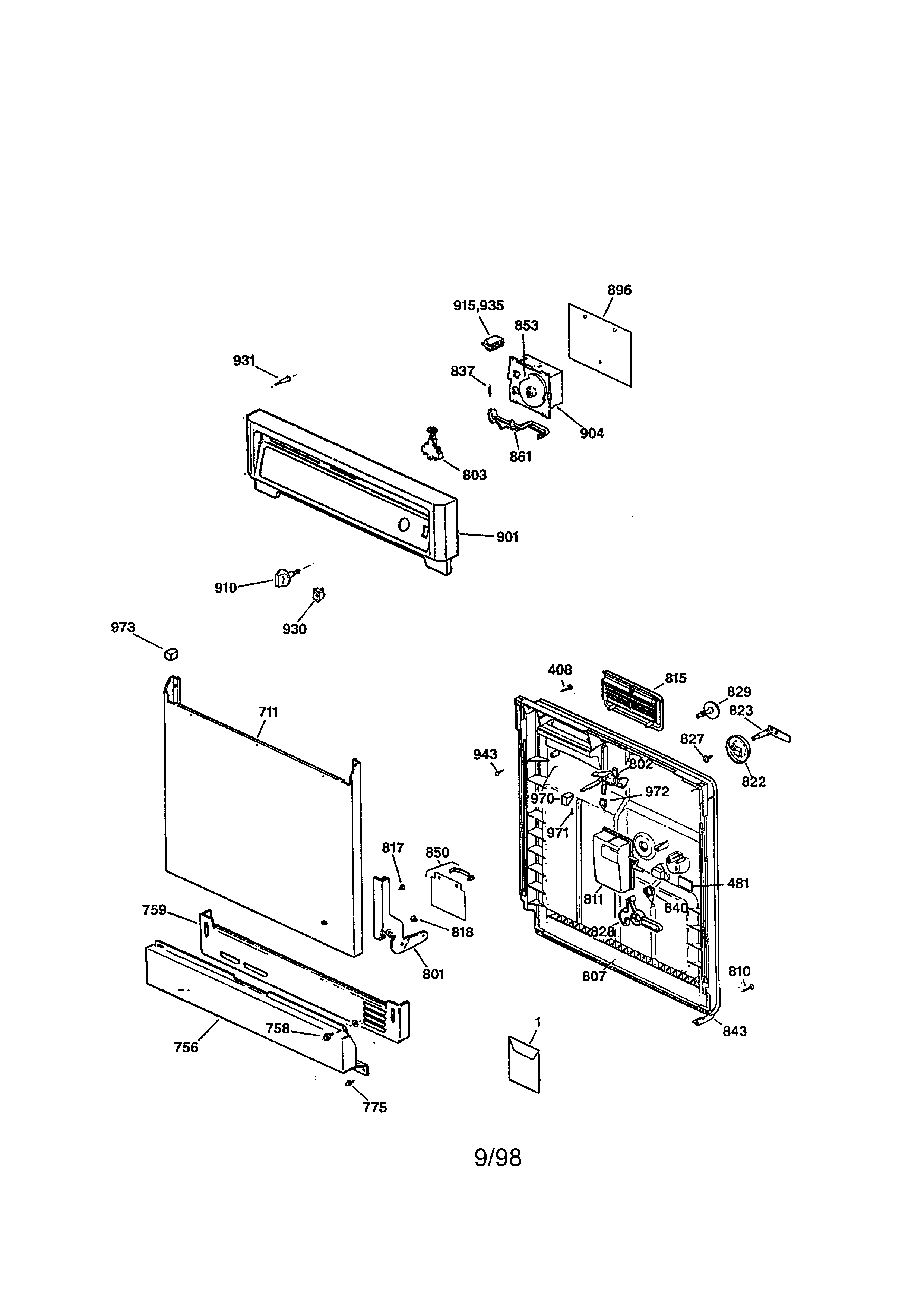 Kenmore 36314071790 escutcheon and door assembly diagram