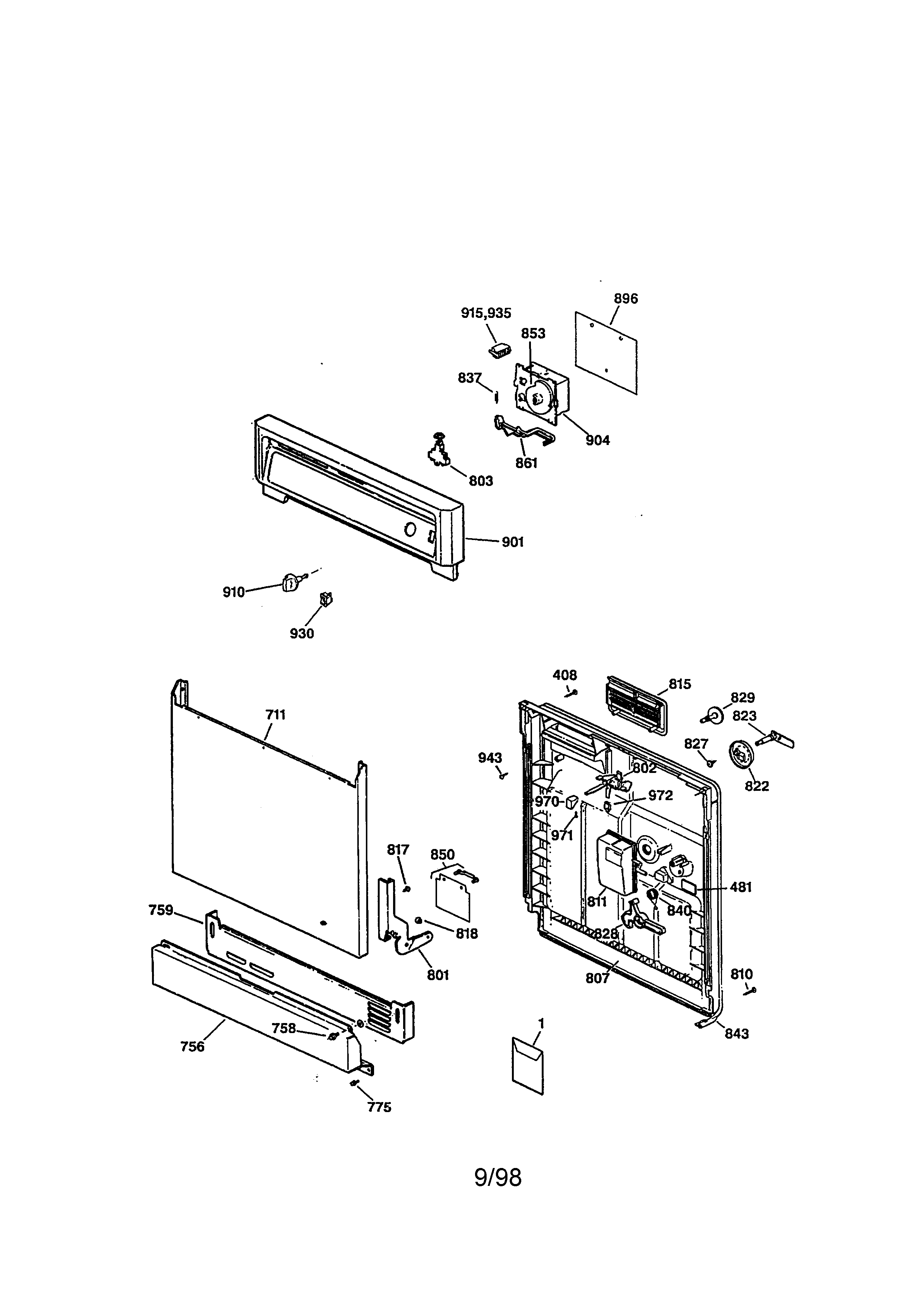 Kenmore 36314075790 escutcheon and door assembly diagram