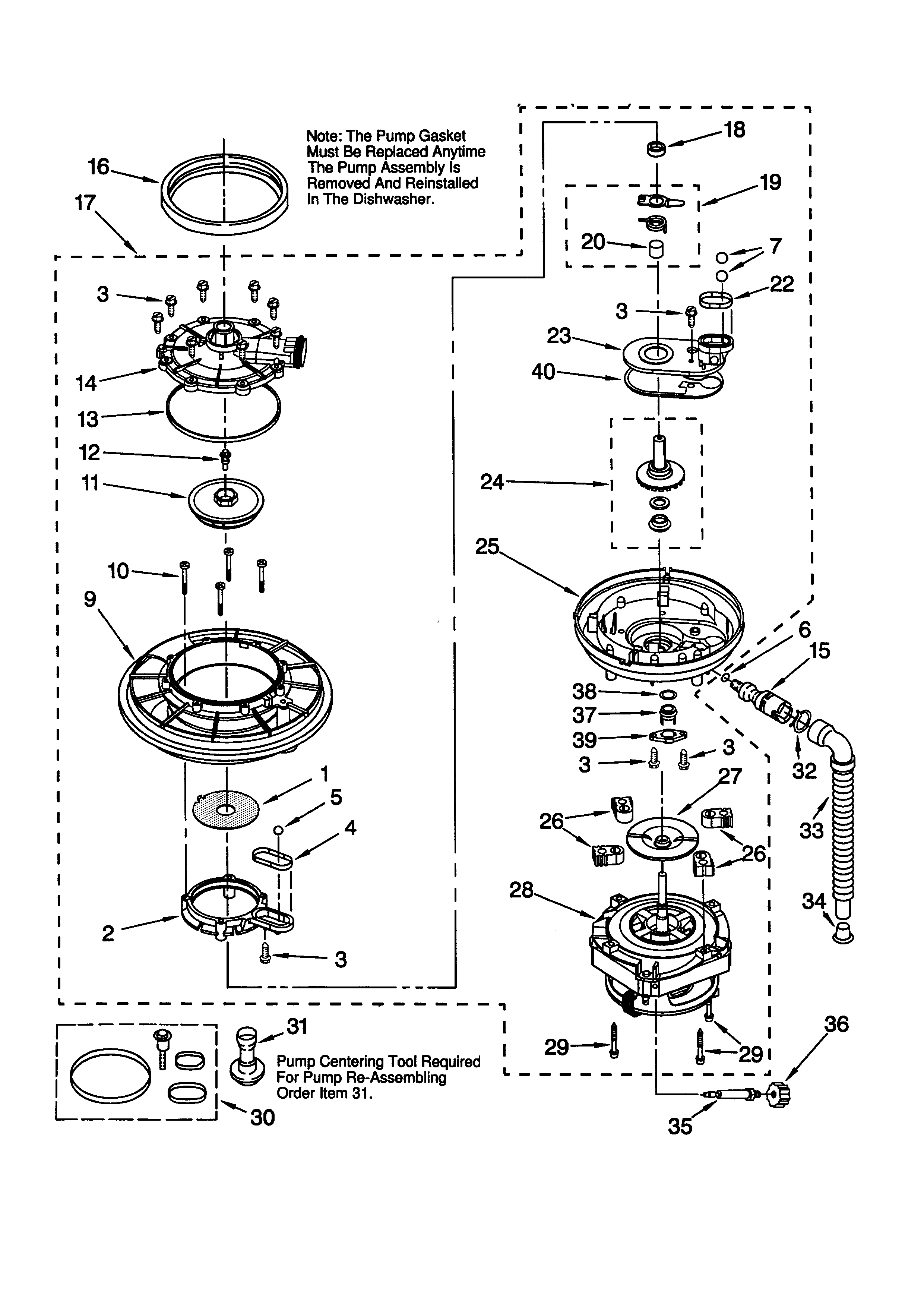 Whirlpool GU940SCGZ0 pump and motor diagram