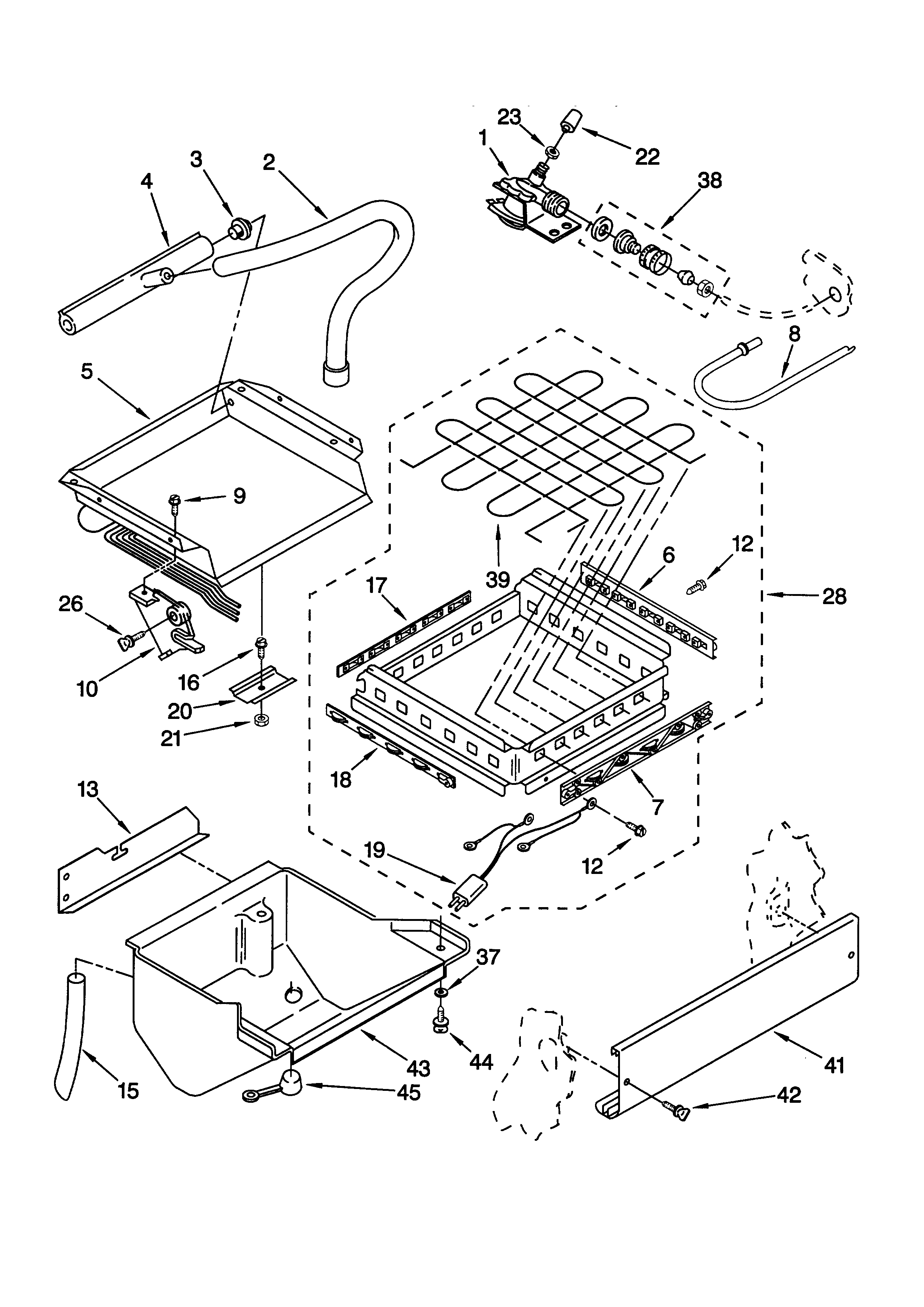Whirlpool EC5100XFB1 evaporator/ice cutter grid/water diagram