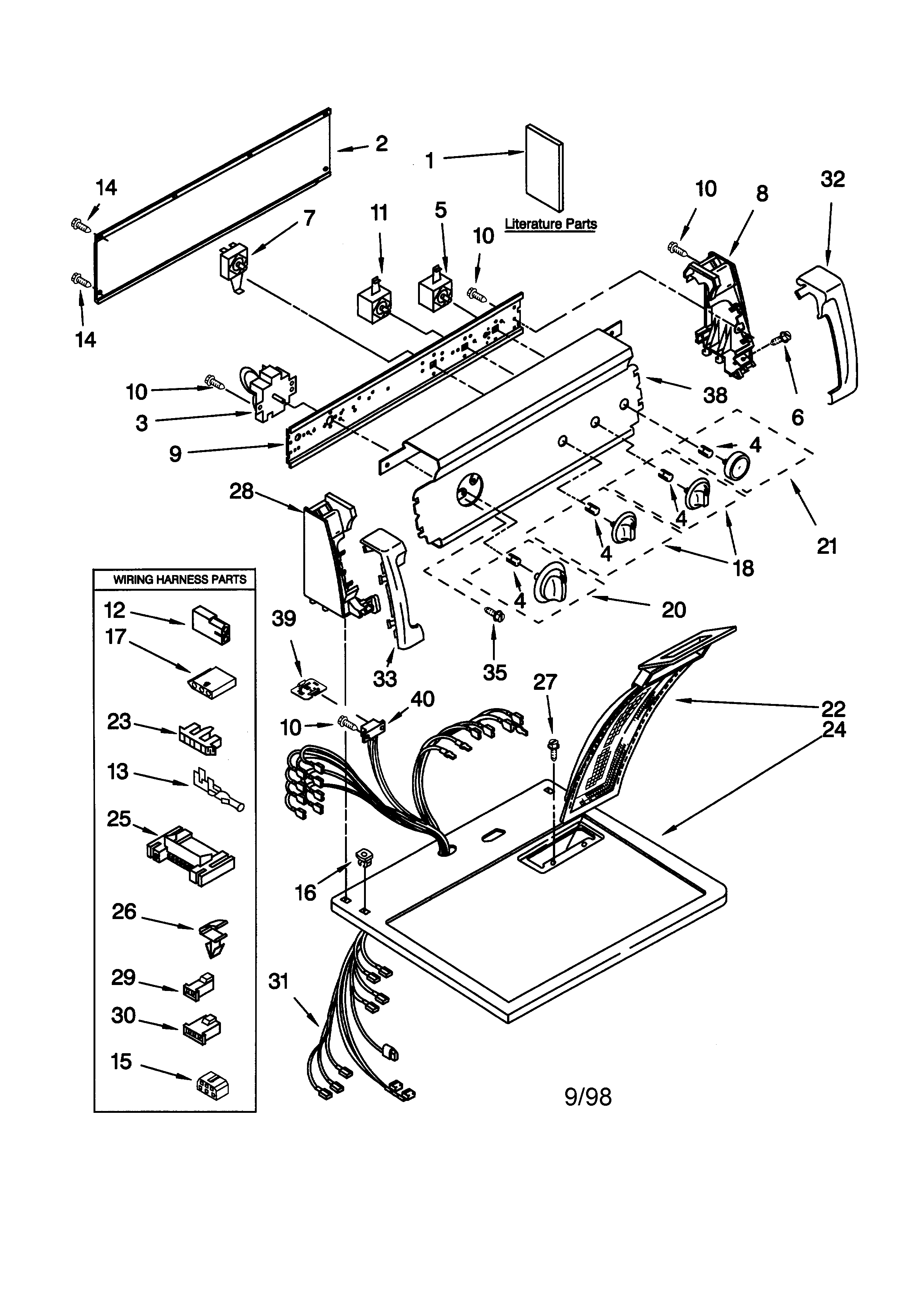 Kenmore 11076814695 top and console diagram
