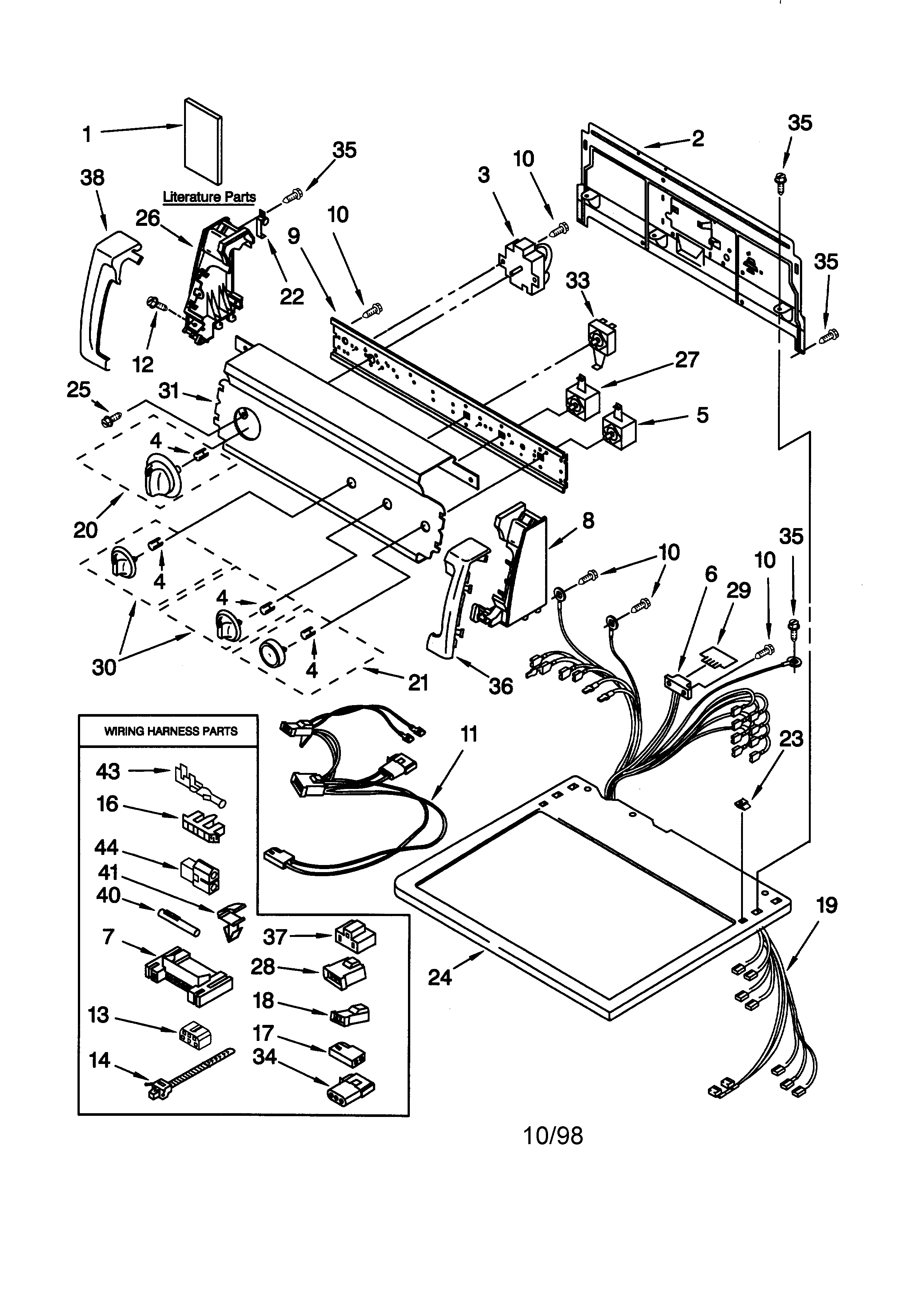 Kenmore 11076914693 top and console diagram