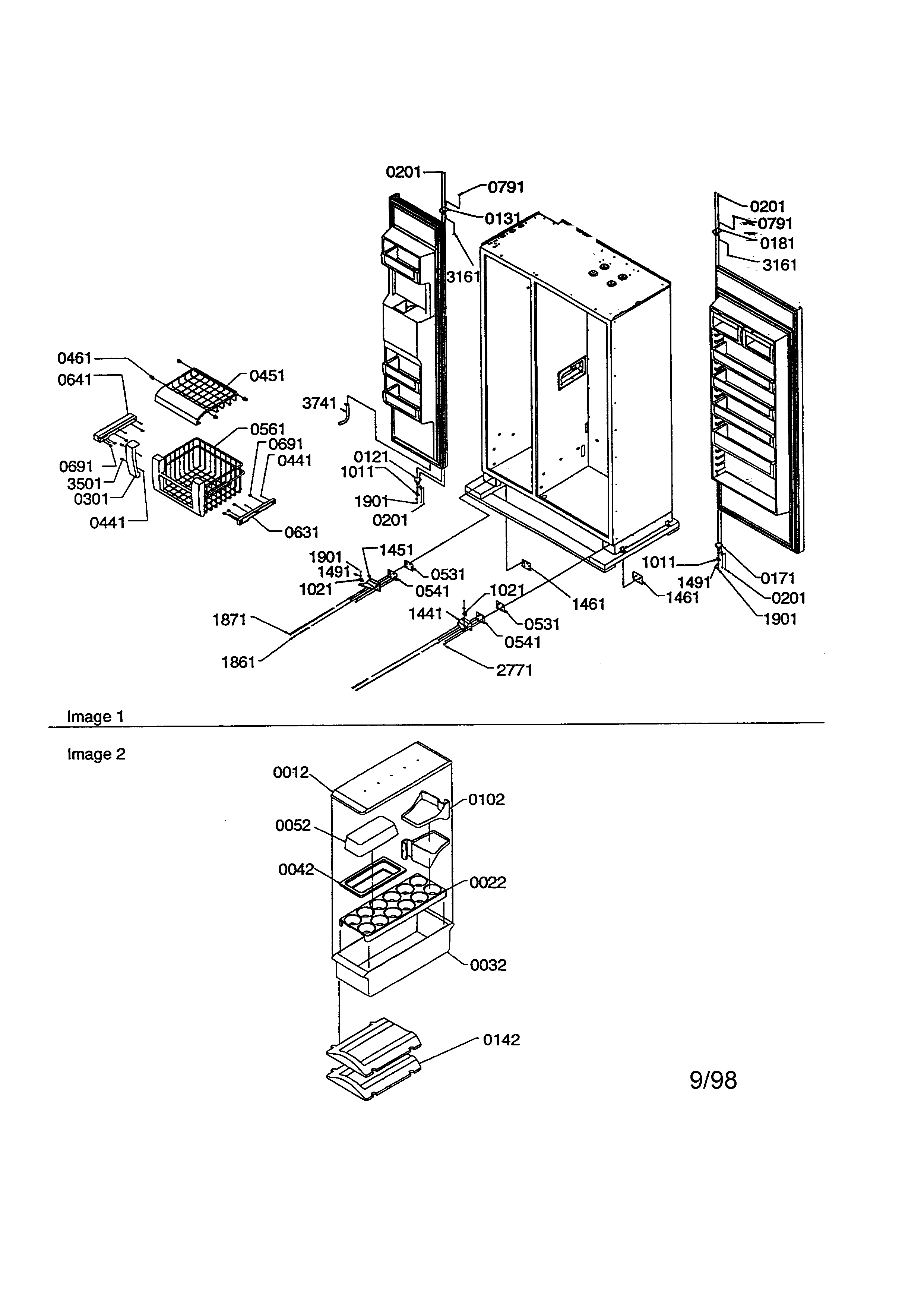 Amana S148DA03-P1305601W hinges/baskets/accessories diagram