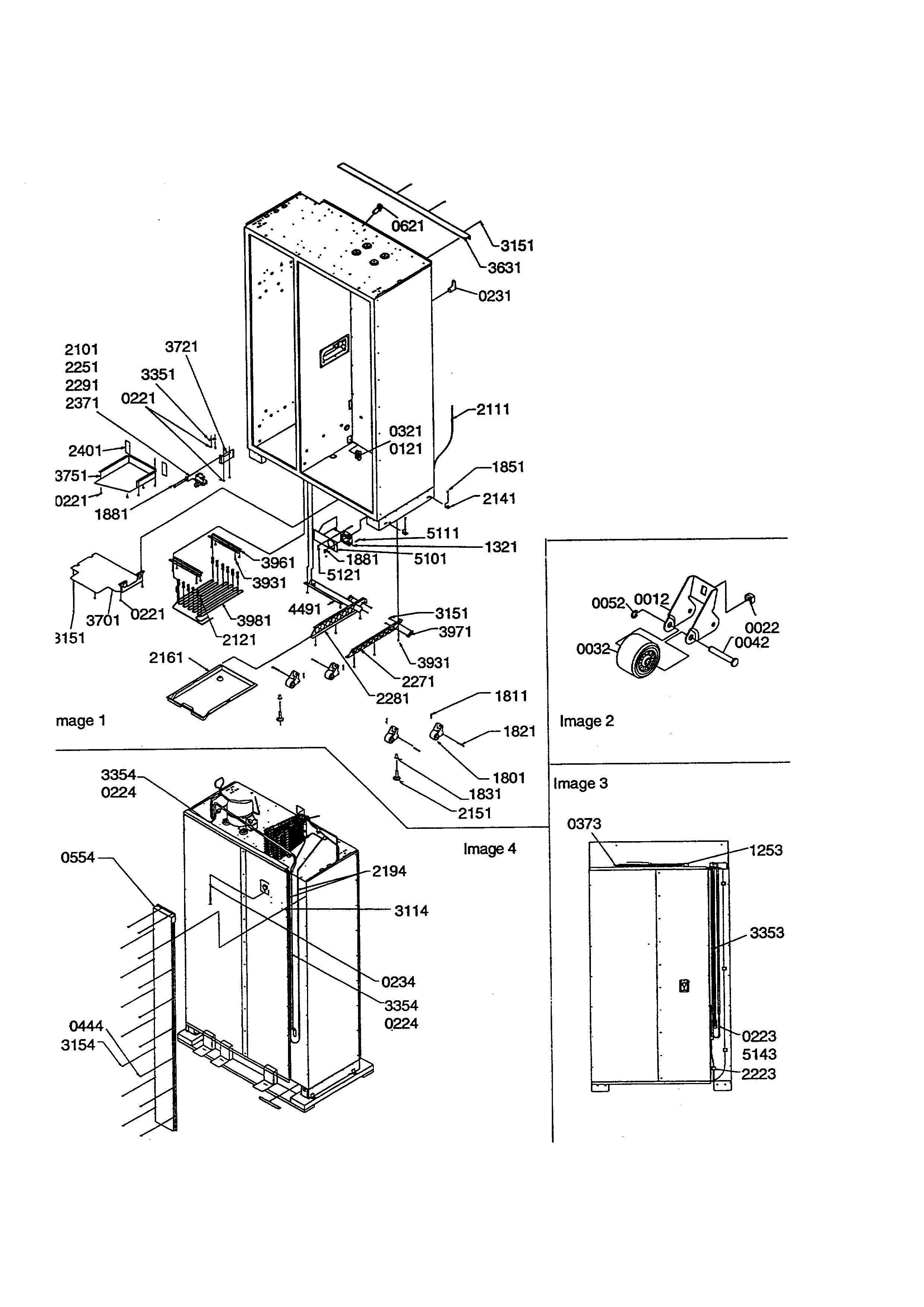 Amana S148DA03-P1305601W roller assembly/back unit diagram