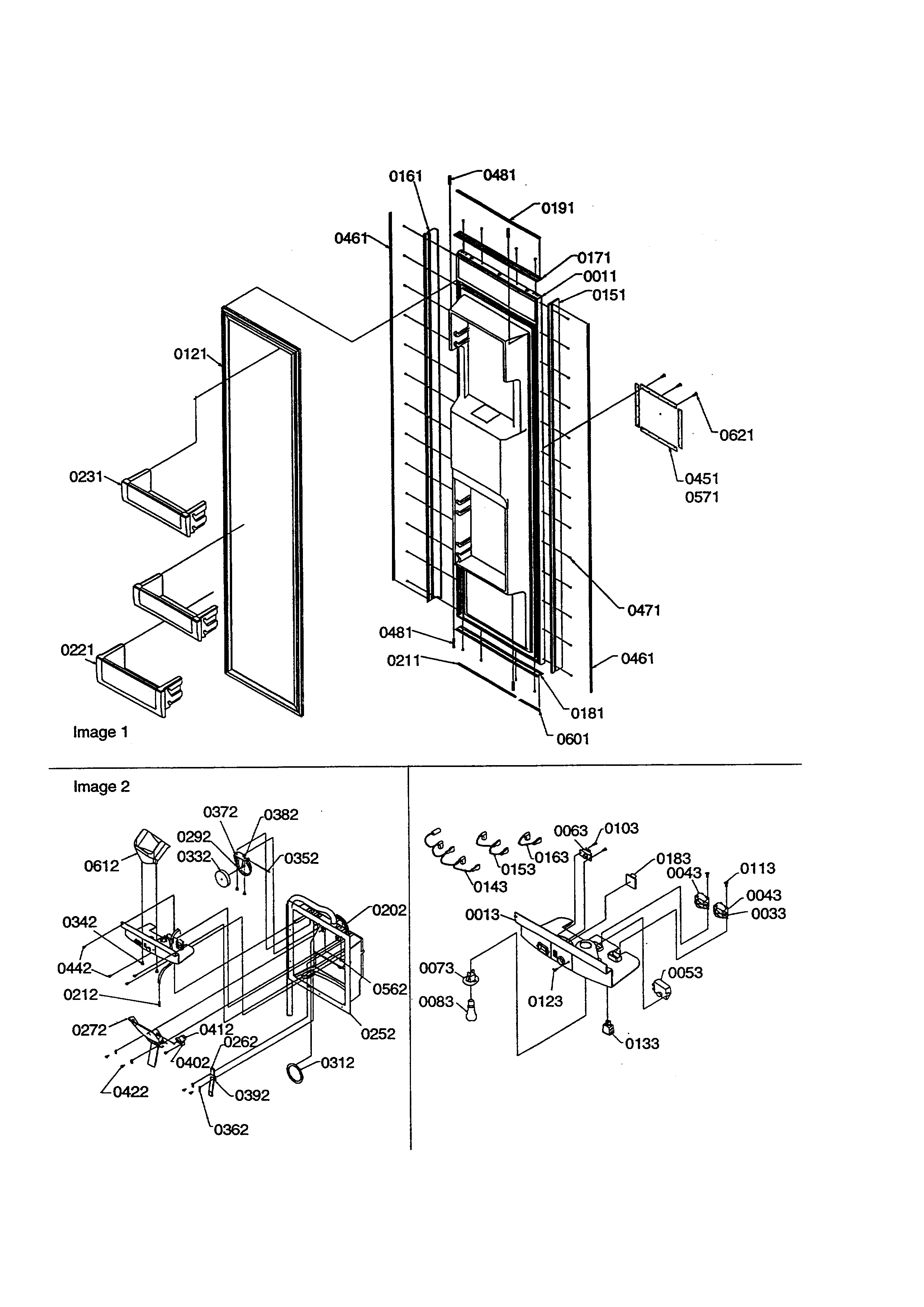 Amana S148DA03-P1305601W door/cavity cover diagram