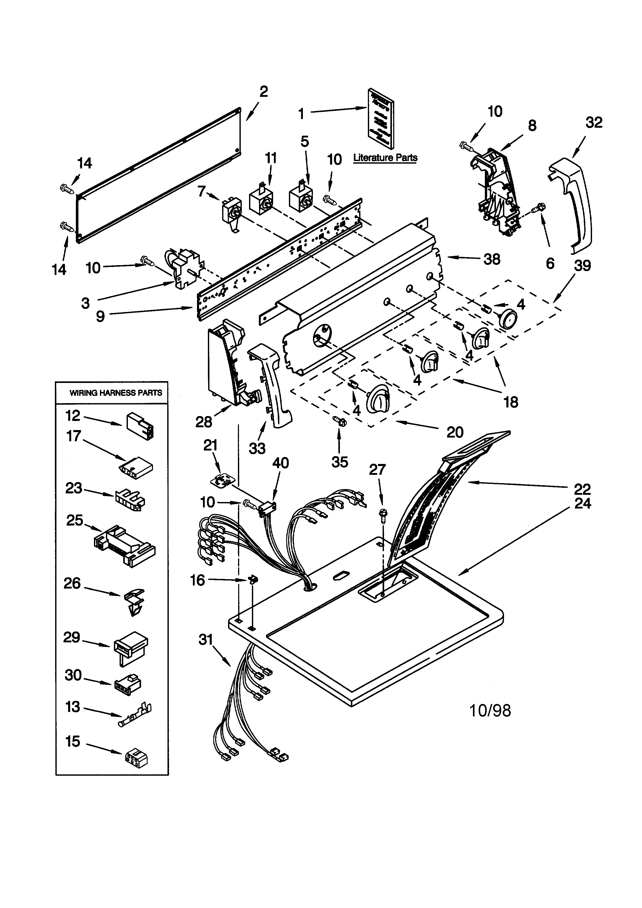 Kenmore 11076824695 top and console diagram