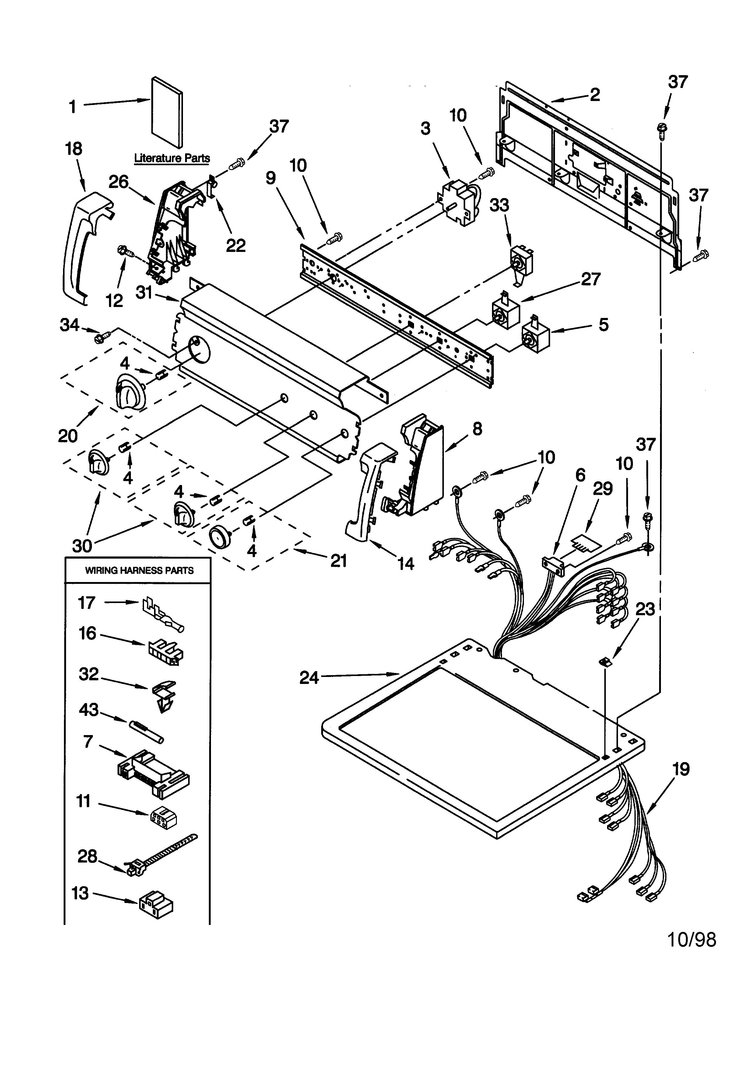 Kenmore 11066914692 top and console diagram