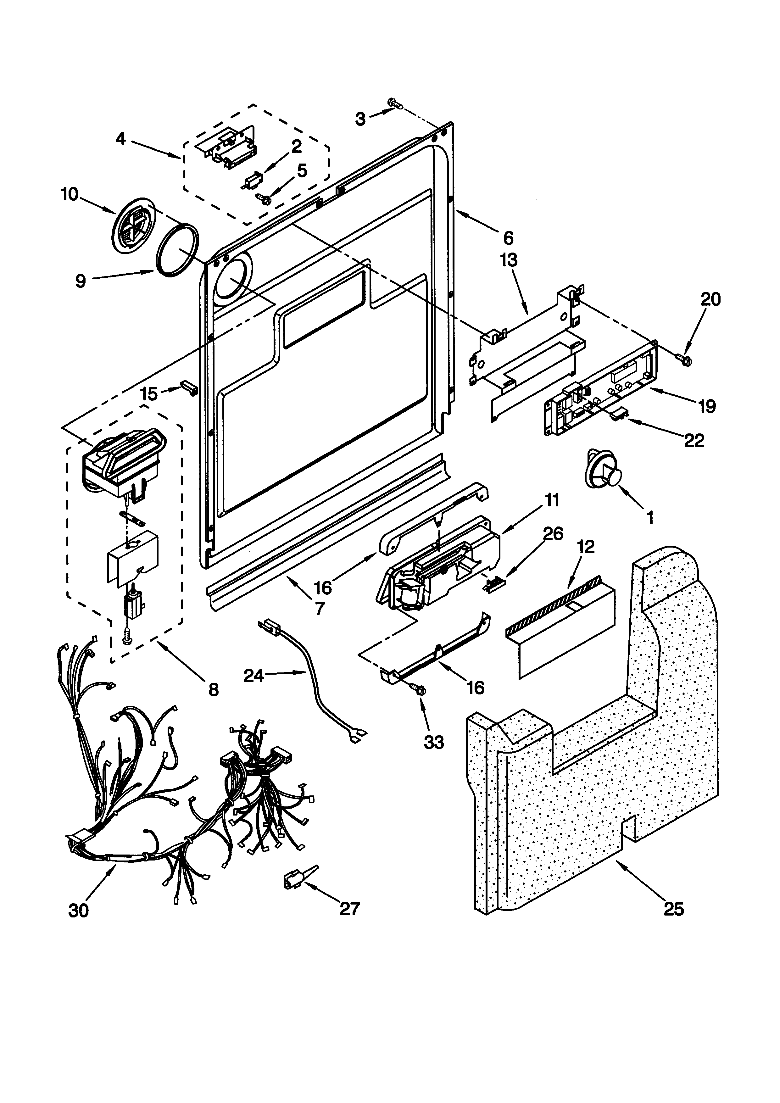 KitchenAid KUDS24SEBS4 door and latch diagram