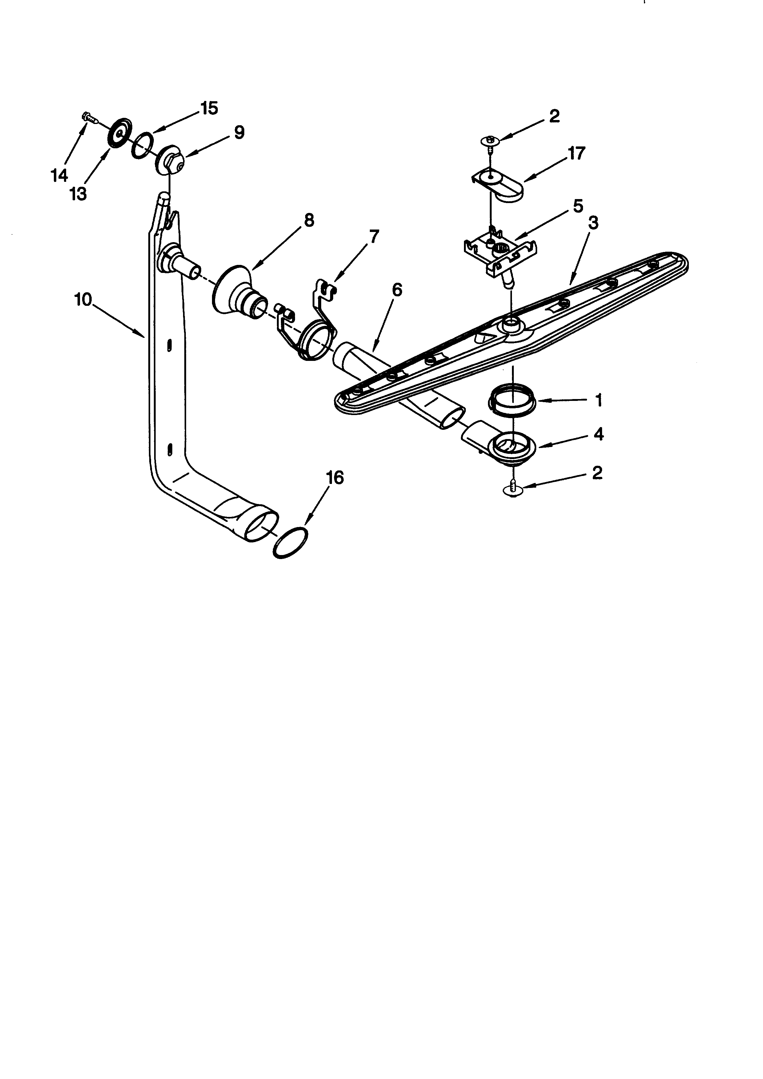 KitchenAid KUDS24SEBS4 upper wash and rinse diagram