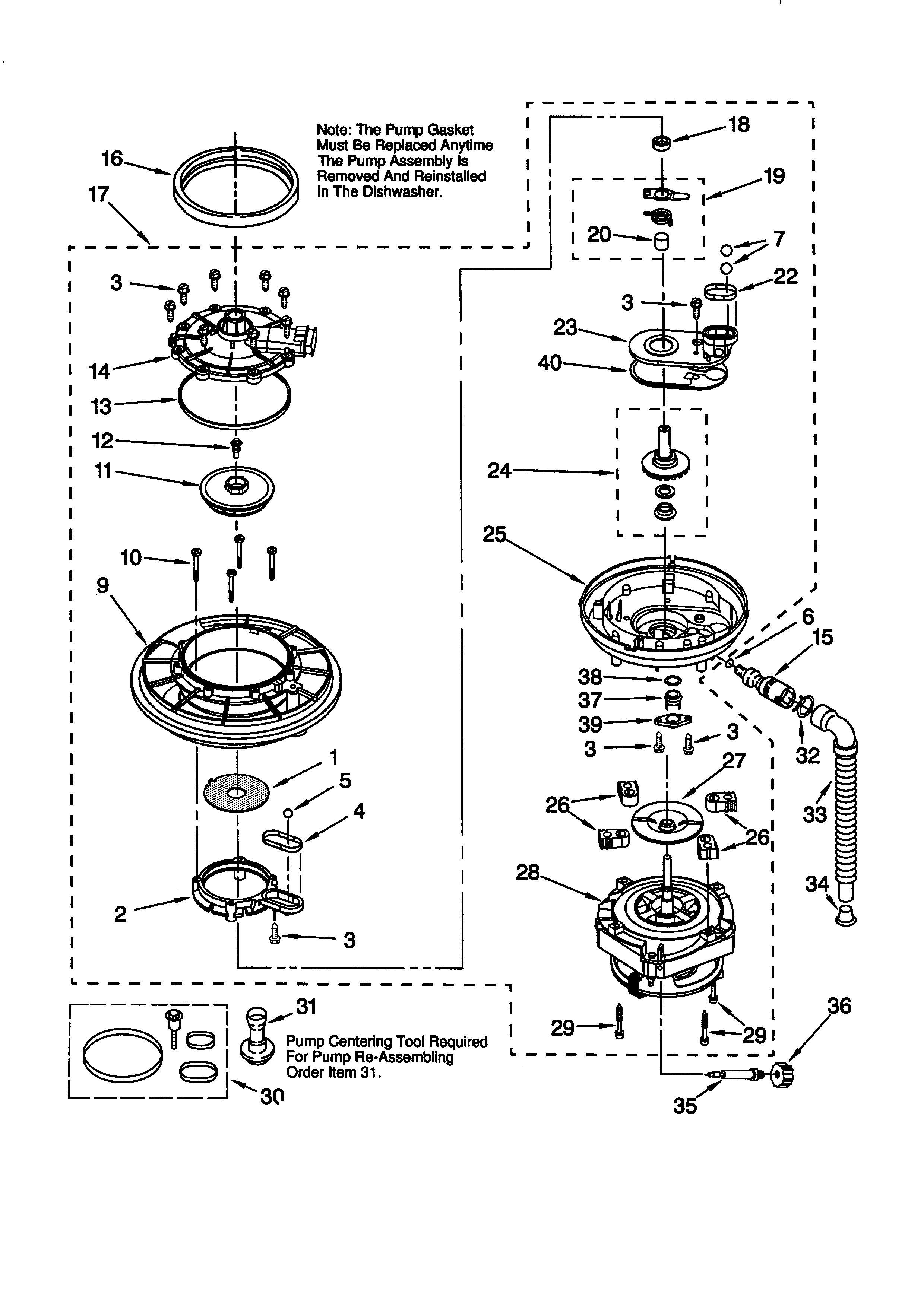 KitchenAid KUDS24SEBS4 pump and motor diagram