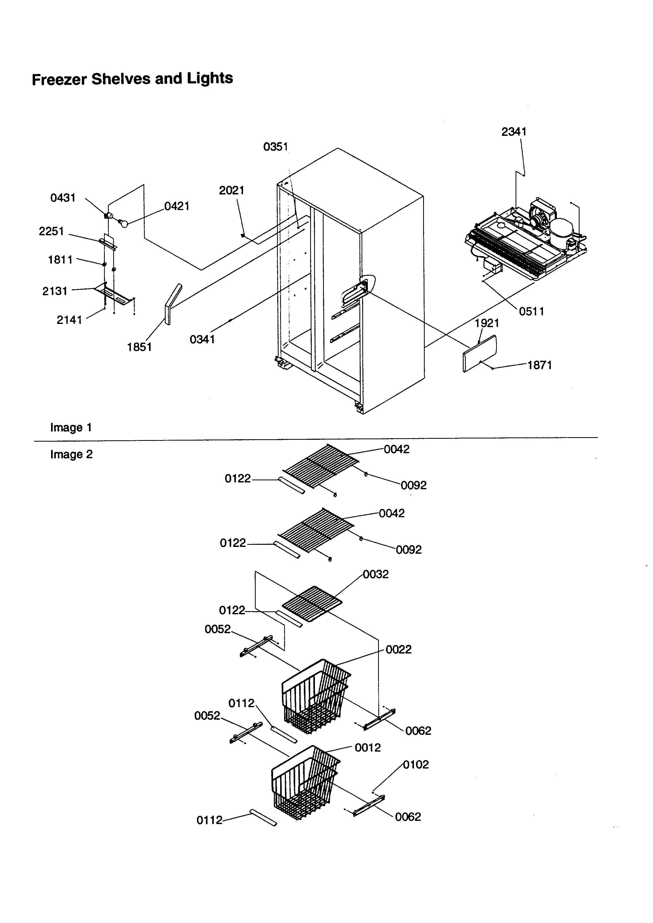 Kenmore 59658637890 freezer shelves and lights diagram