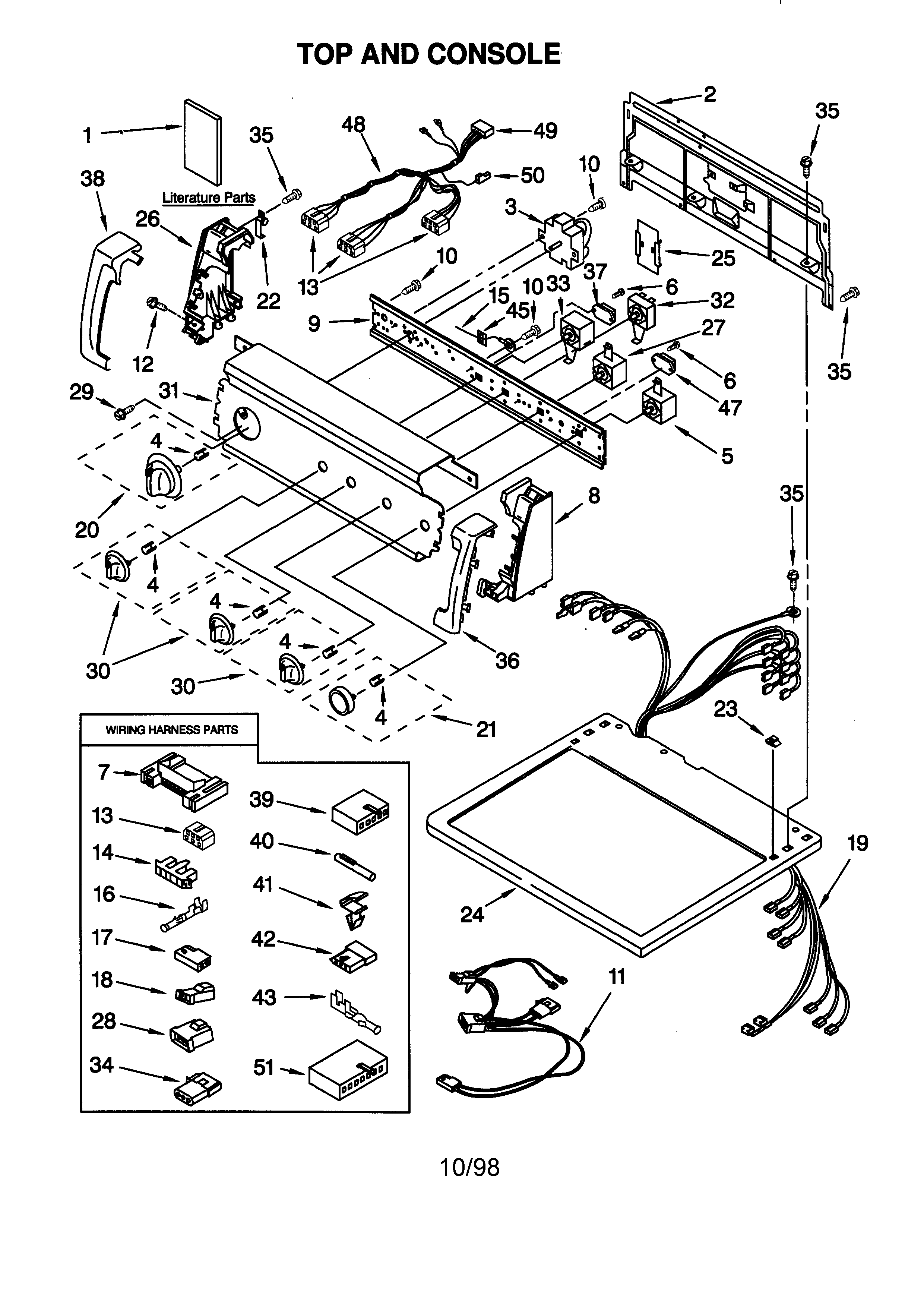 Kenmore 11078974892 top and console diagram