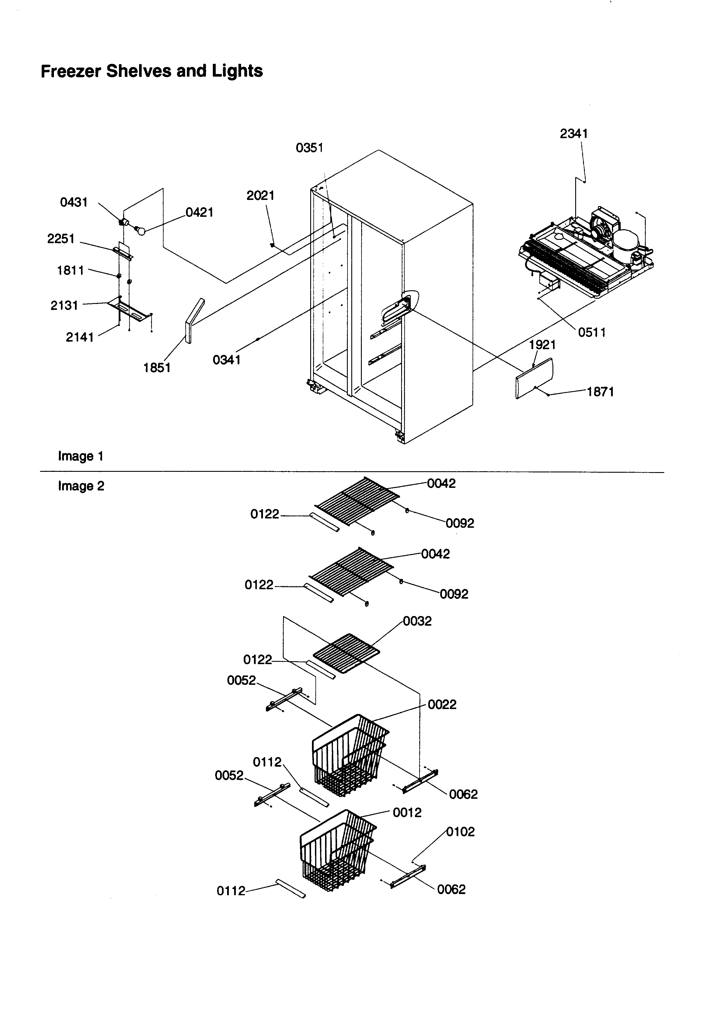 Kenmore 59658635890 freezer shelves and lights diagram