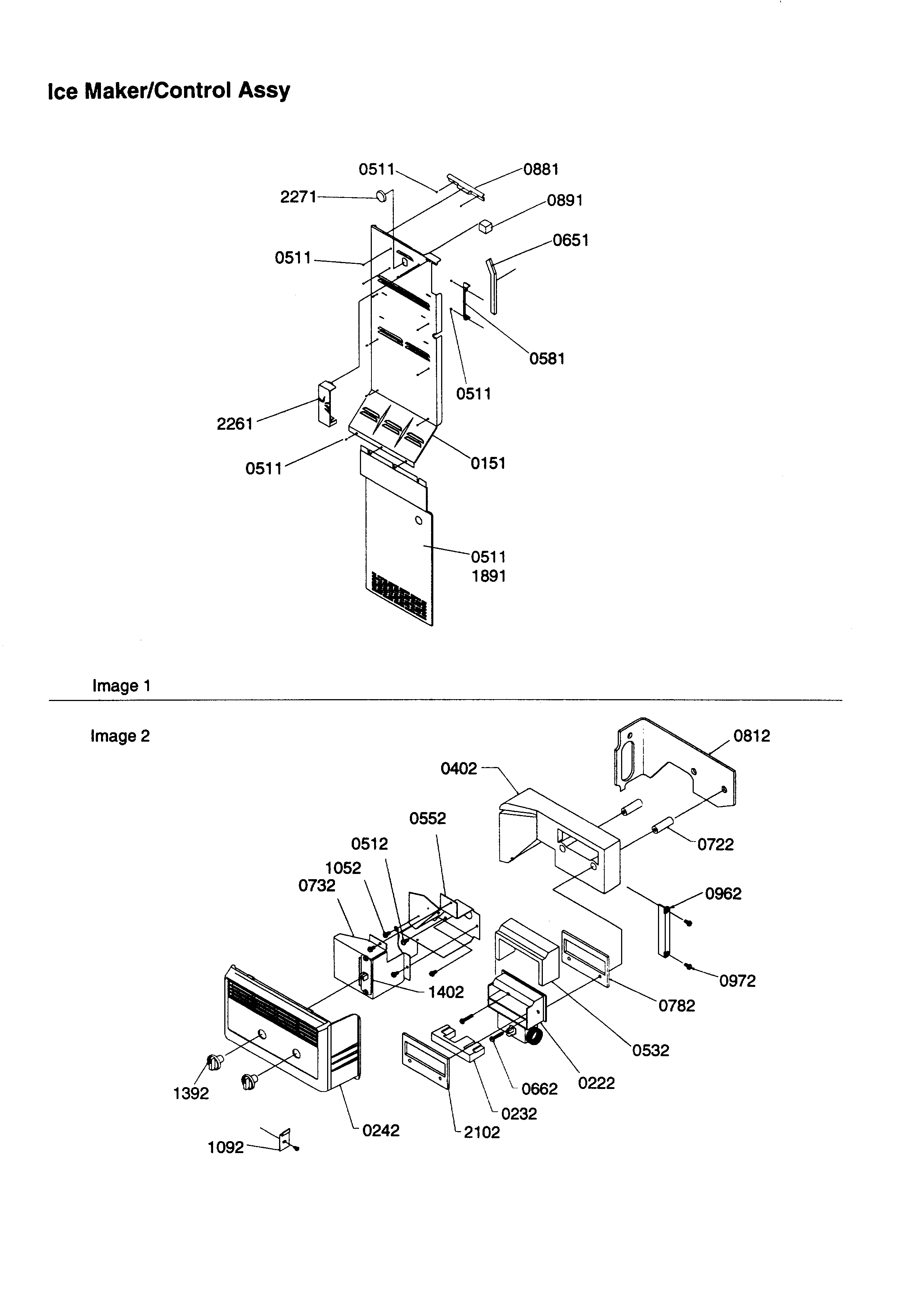 Kenmore 59658635890 ice maker/control assembly diagram