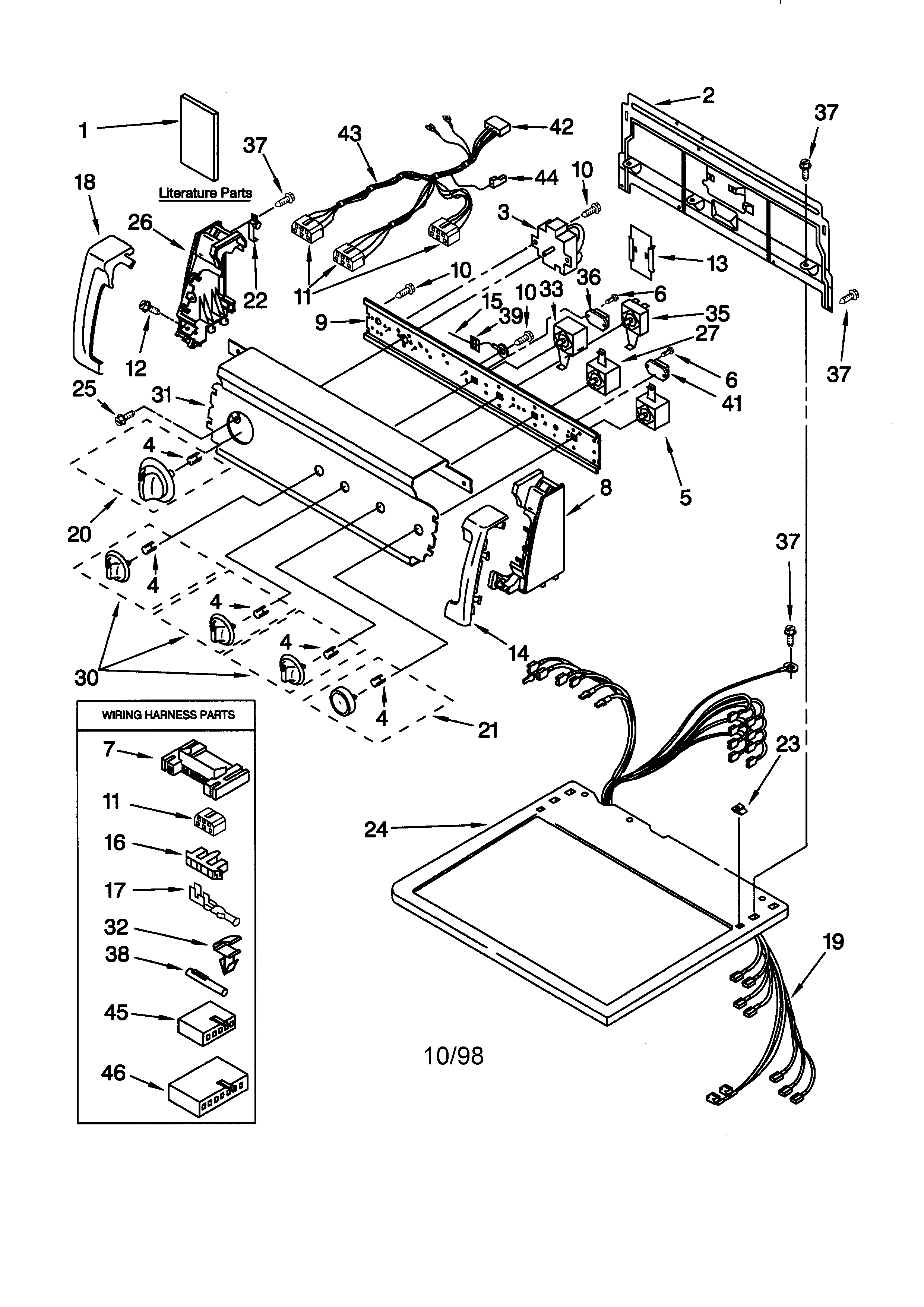 Kenmore 11068974892 top and console diagram