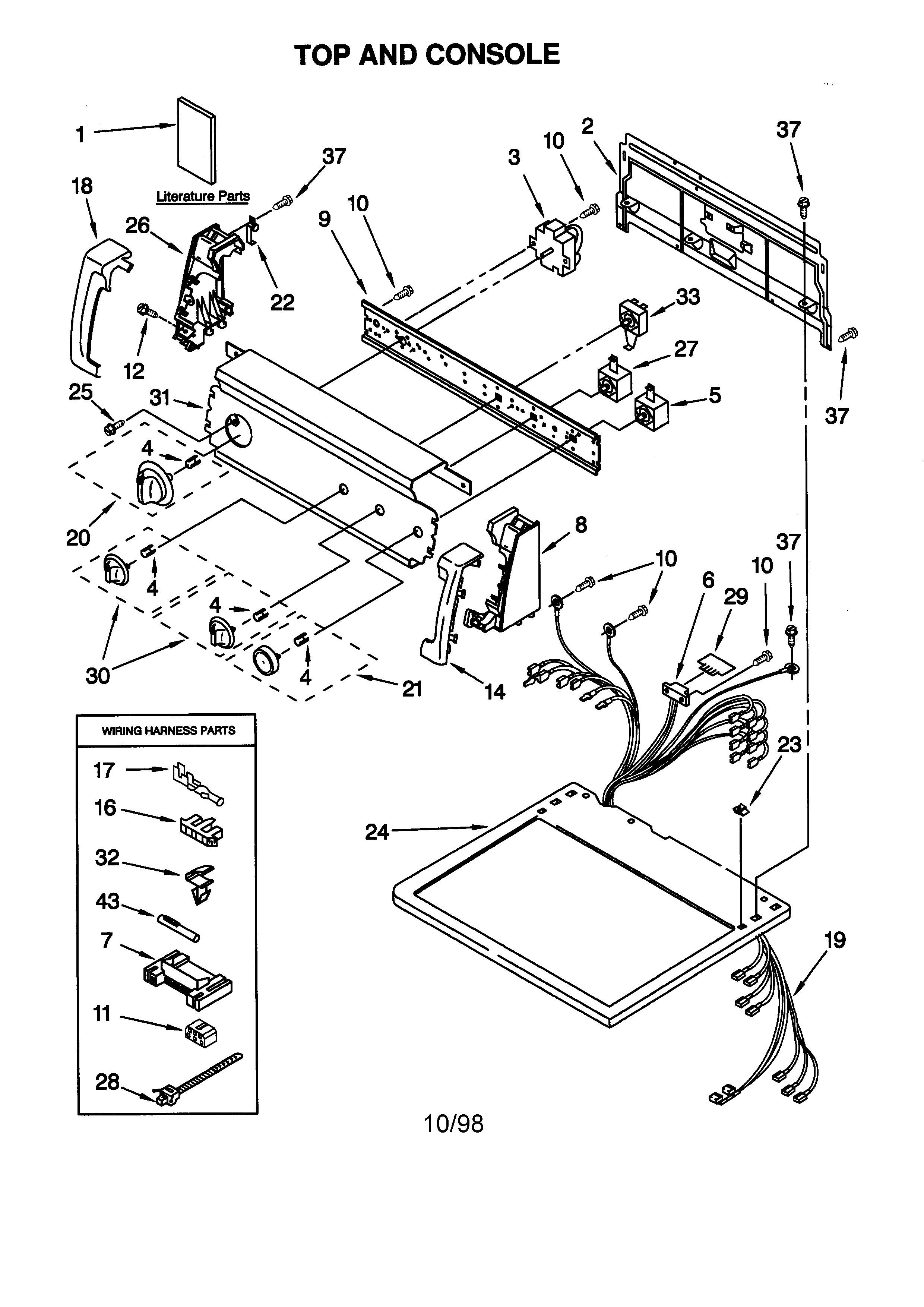 Kenmore 11066902692 top and console diagram