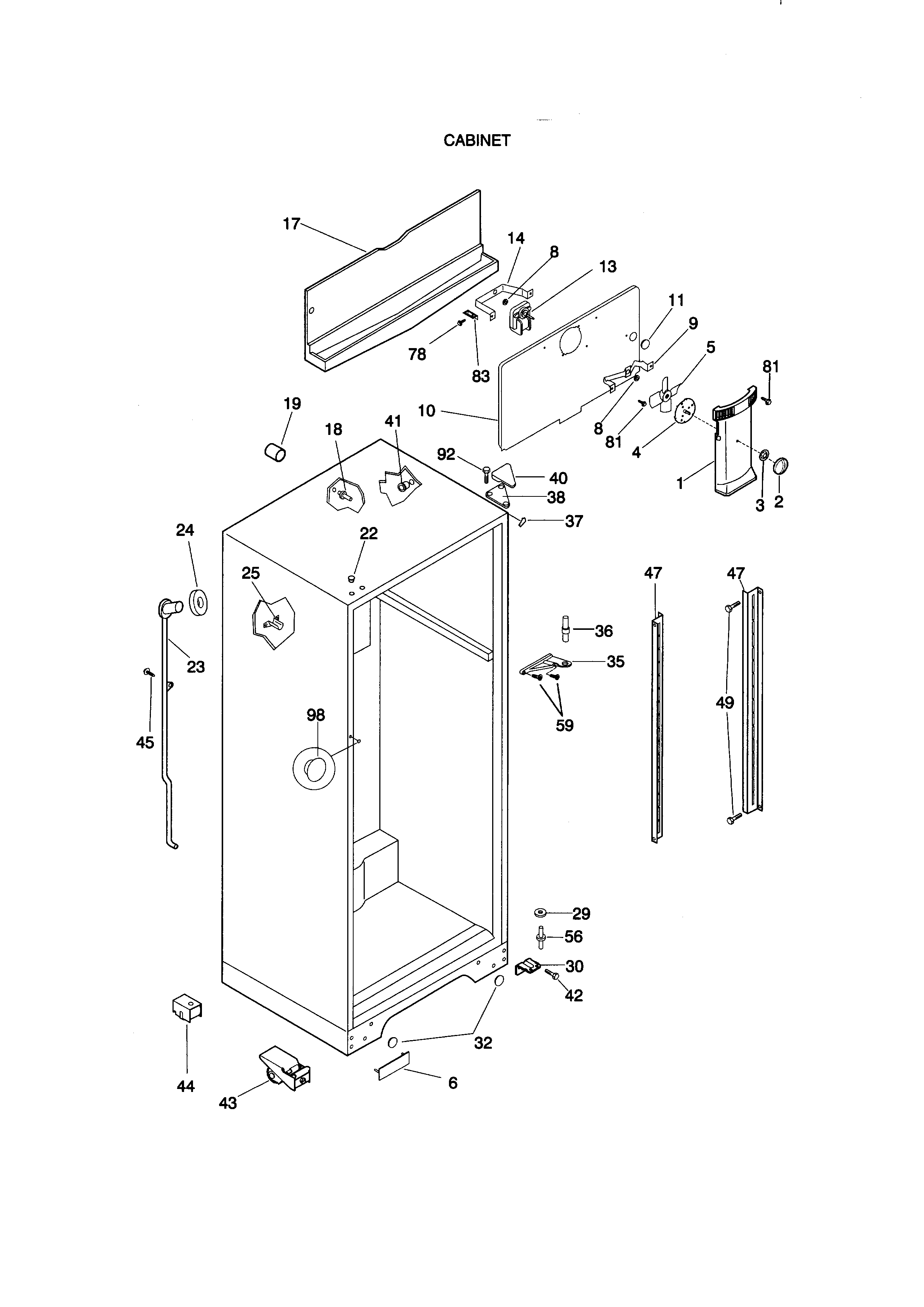 Kenmore 25378821891 cabinet diagram