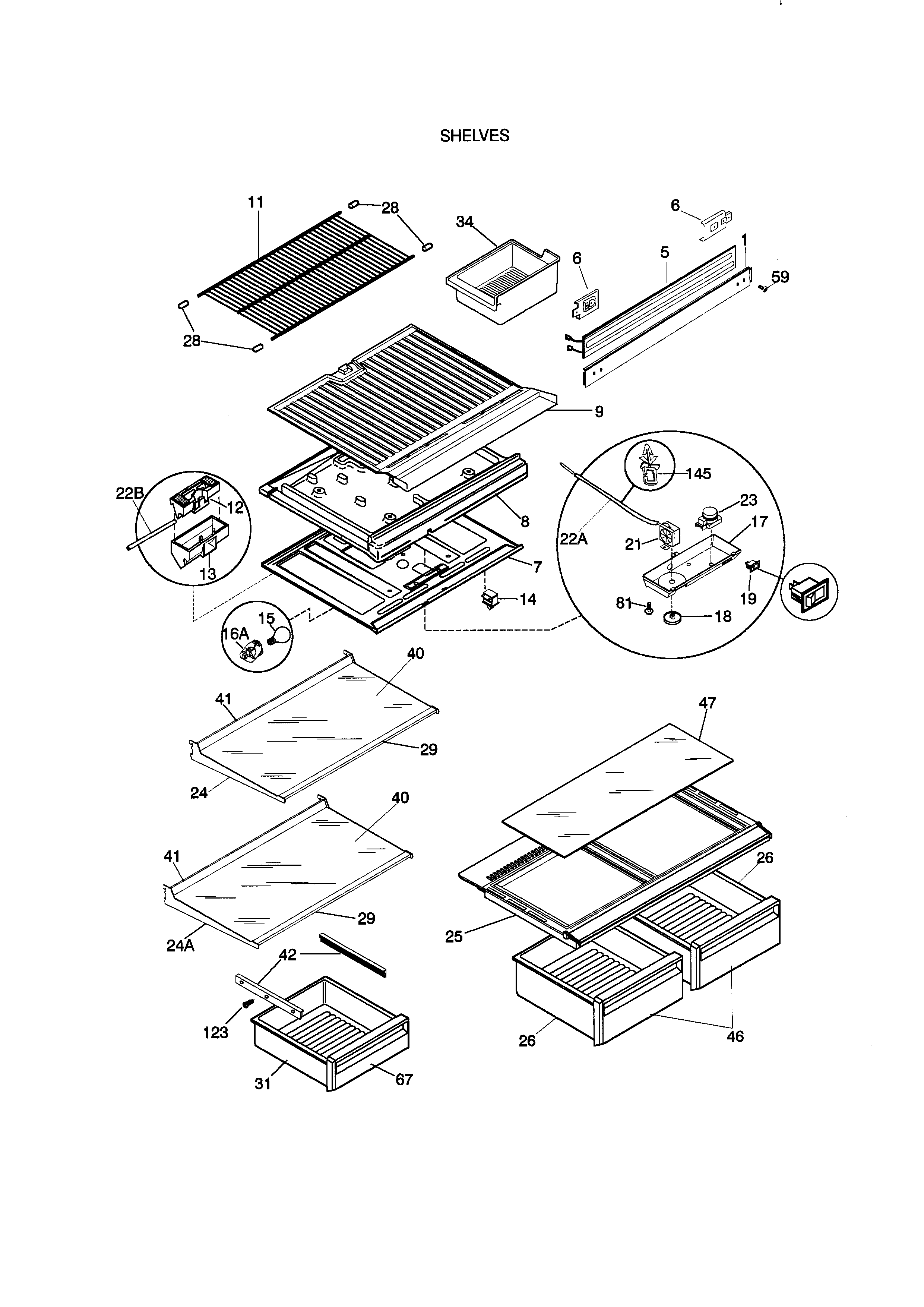 Kenmore 25378821891 shelves diagram