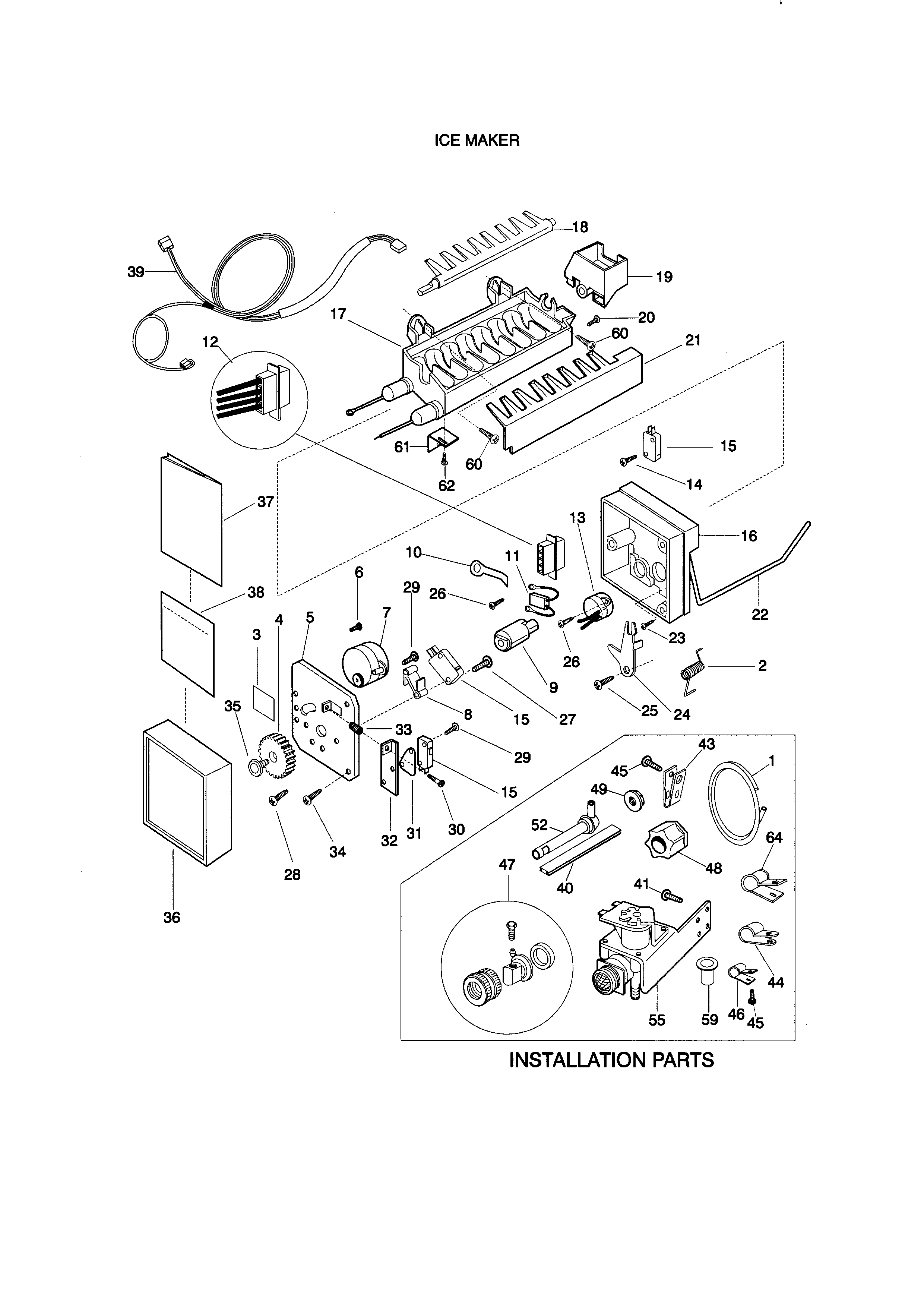 Kenmore 25378821891 ice maker diagram