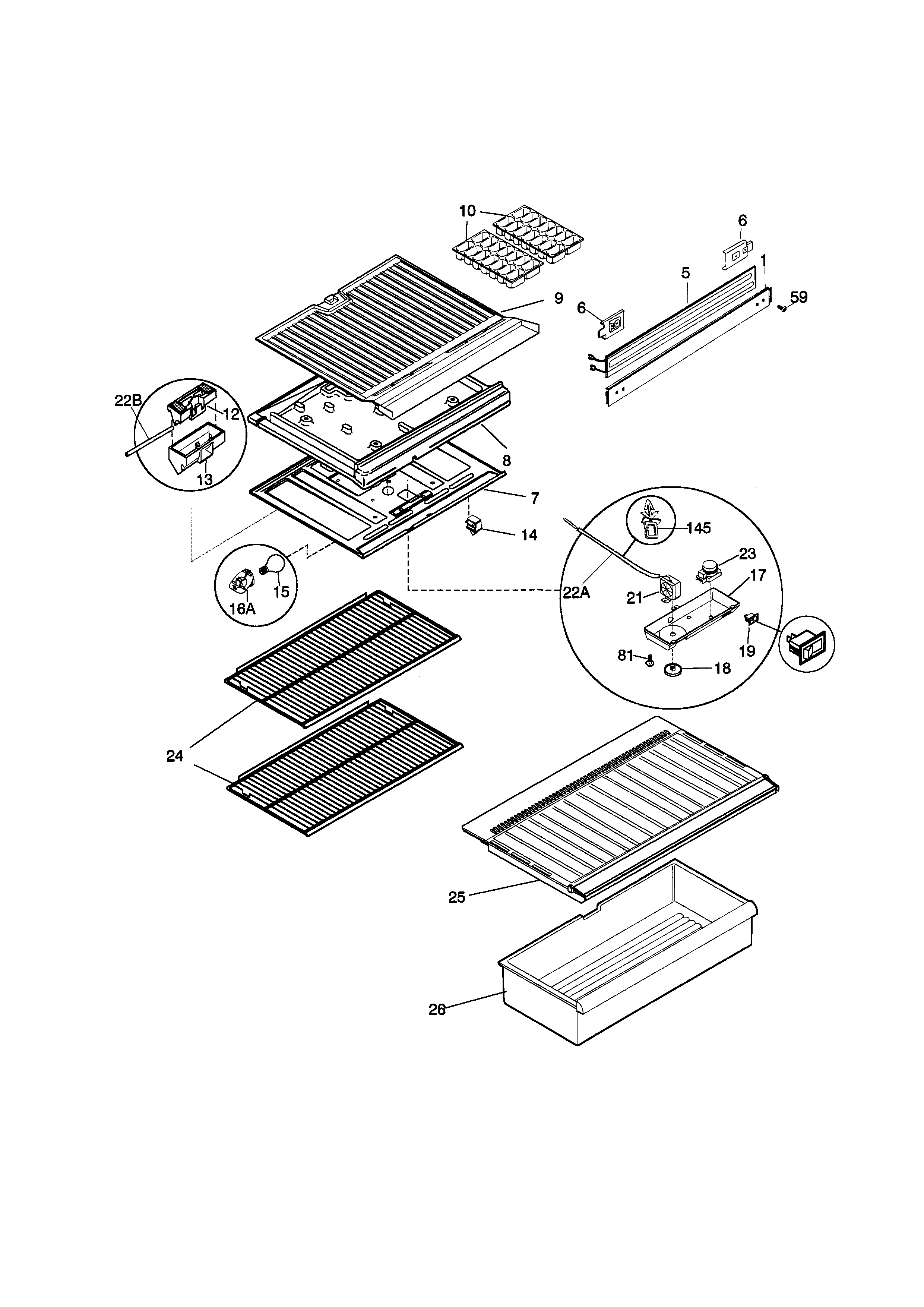 Kenmore 25336608891 shelves diagram