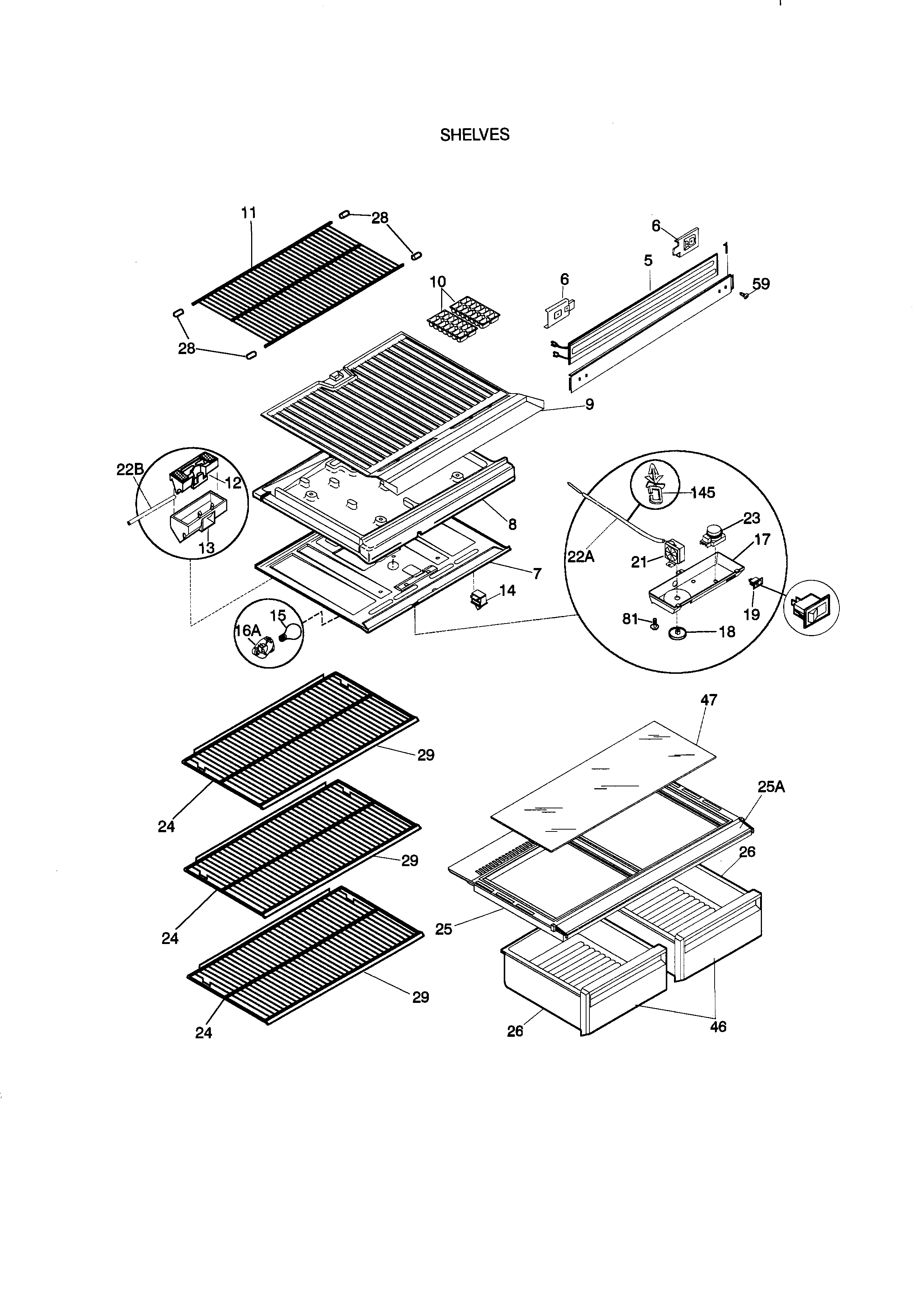 Kenmore 25338640891 shelves diagram
