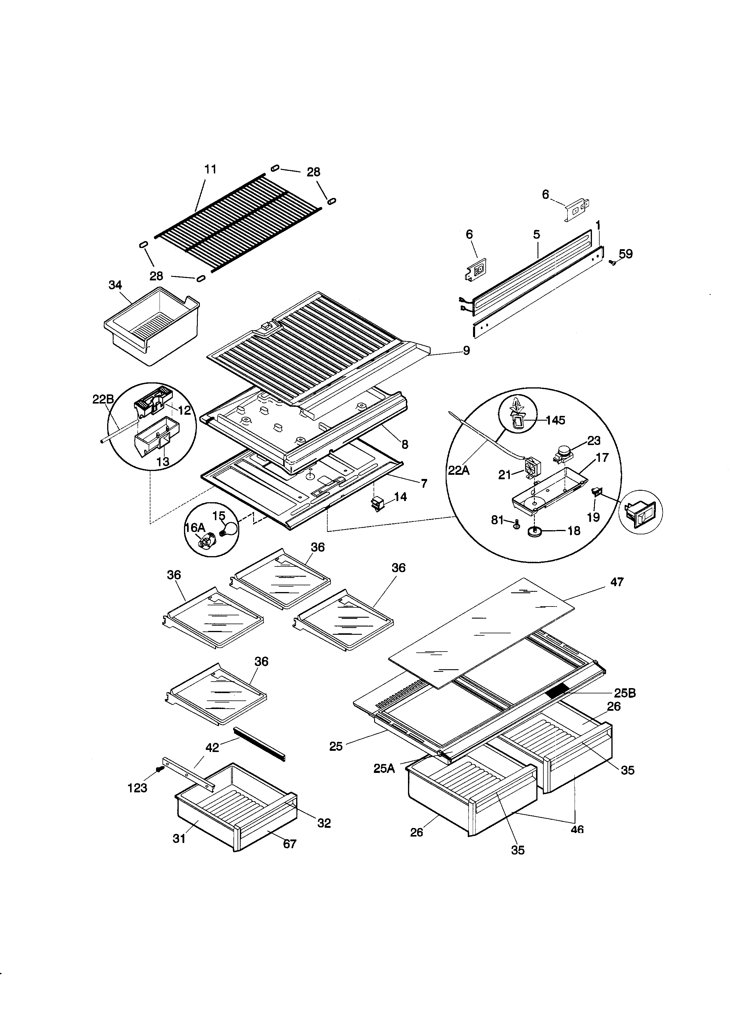 Kenmore 25378842792 shelves diagram