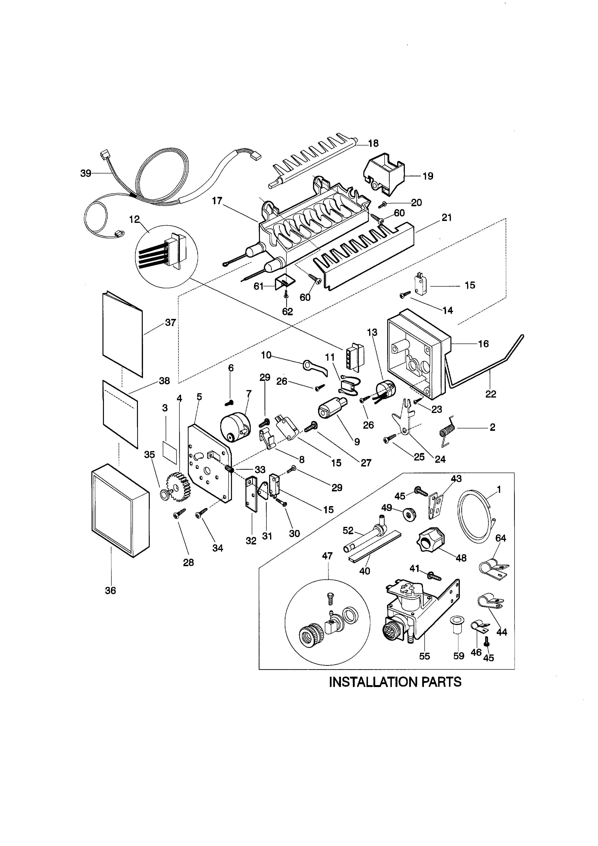 Kenmore 25378837792 installation parts diagram
